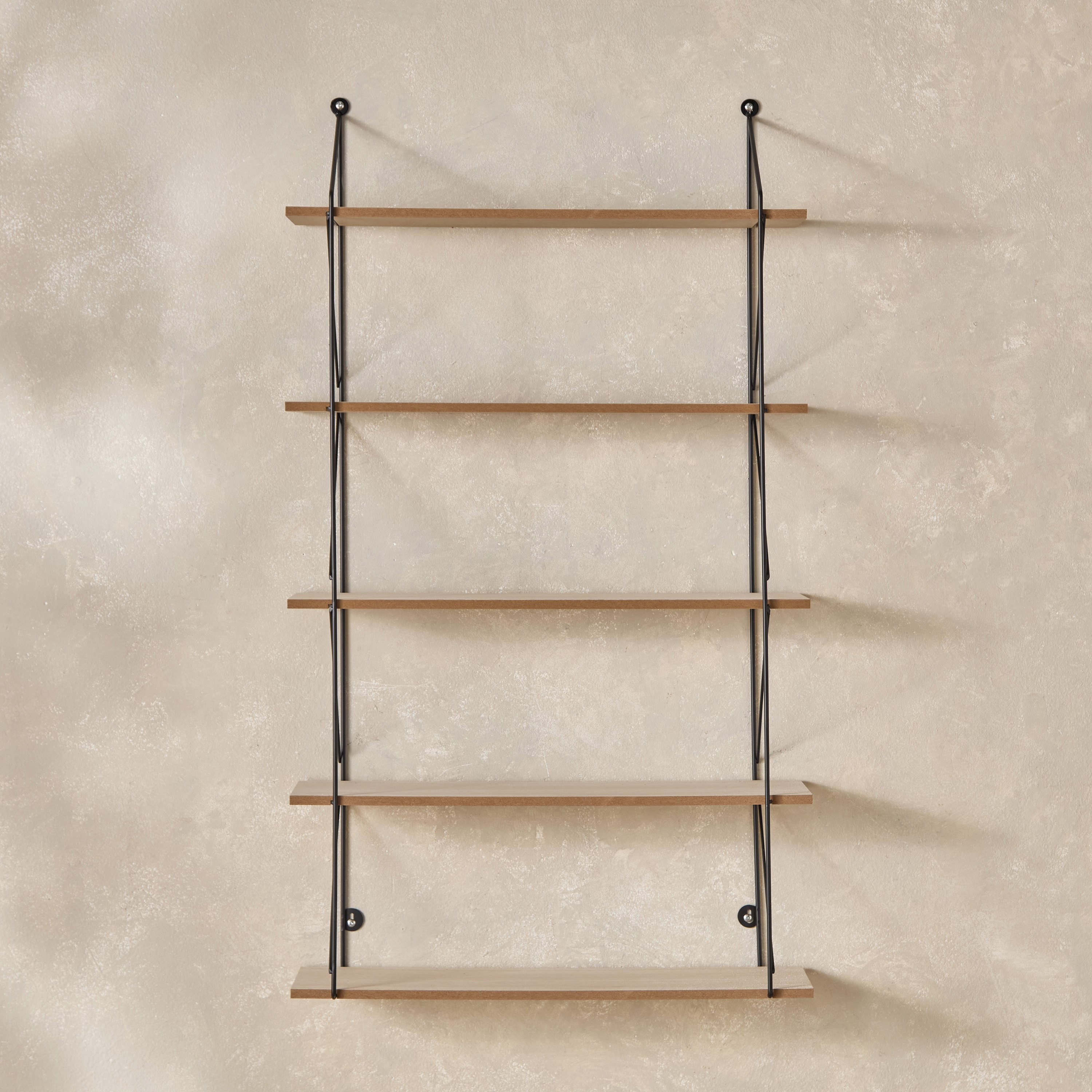 رف حائط معدن 5 طوابق مع ألواح ليفية من سيرا - 50x12x88 سم-hbxfurniture-mediaunitsandstorage-wallshelves-image-2
