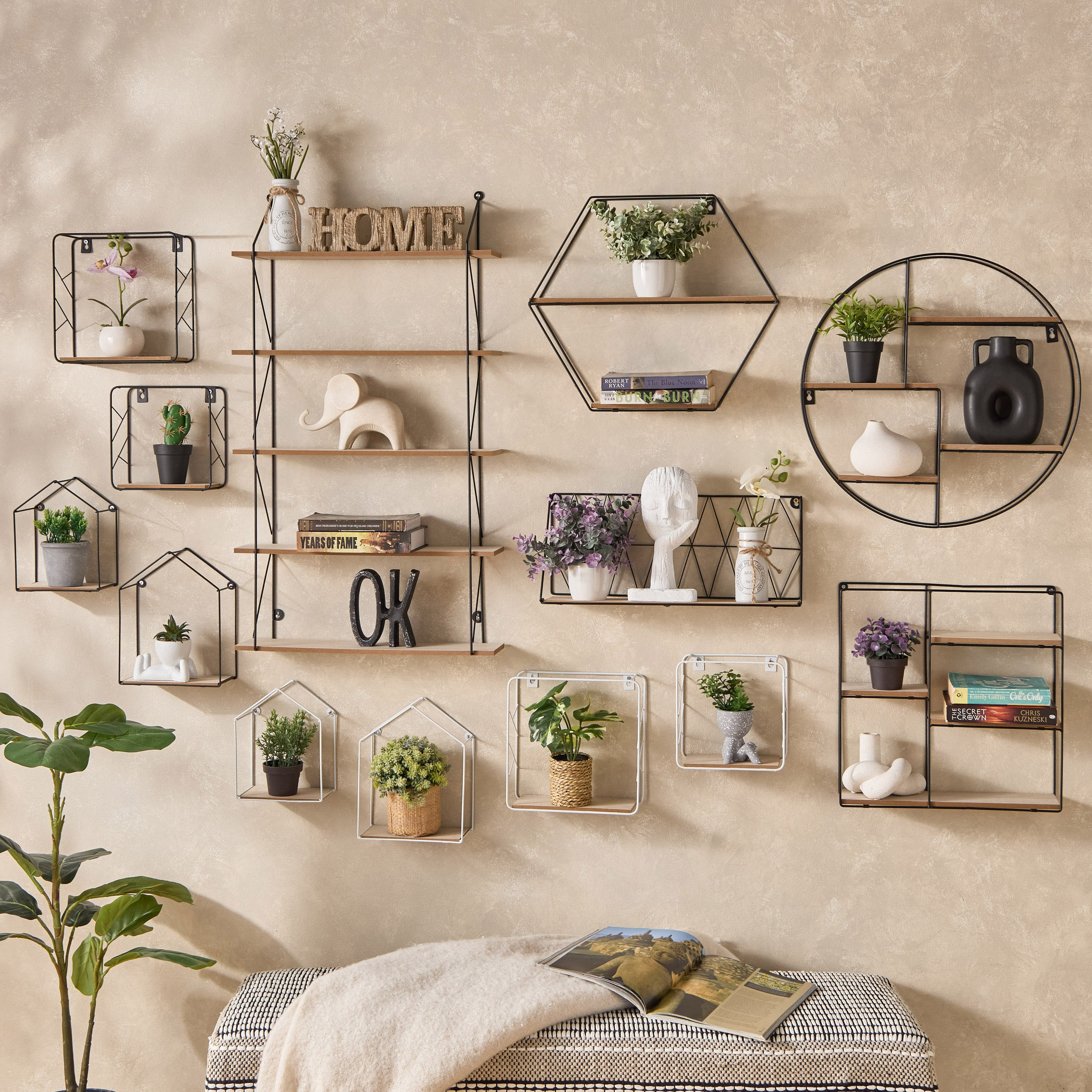رف حائط معدن 5 طوابق مع ألواح ليفية من سيرا - 50x12x88 سم-hbxfurniture-mediaunitsandstorage-wallshelves-image-5