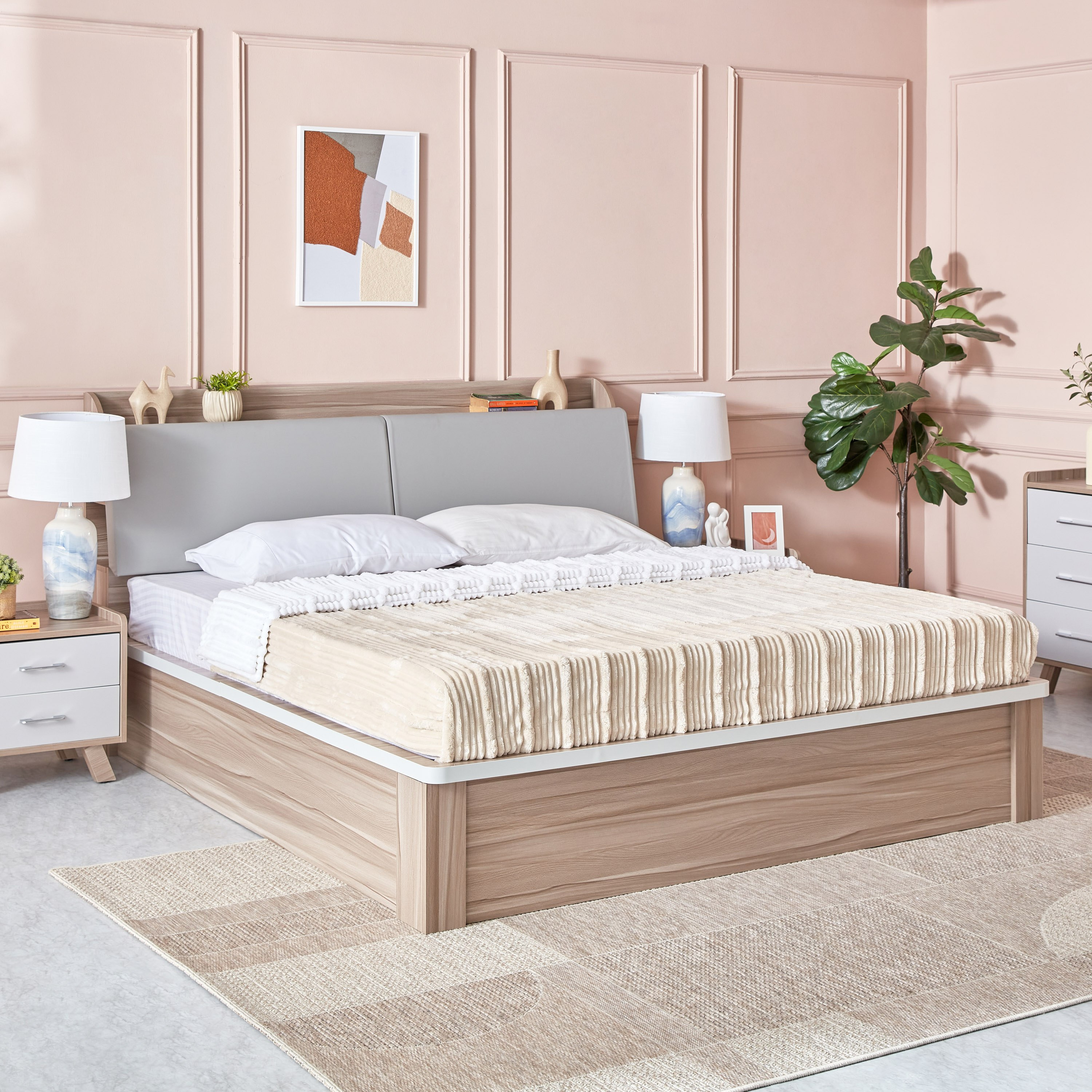 طقم غرفة نوم كينج 5 قطع من ميامي - 180x200 سم-hbxbedroom-bedsandbedsets-bedroomsets-king-image-2