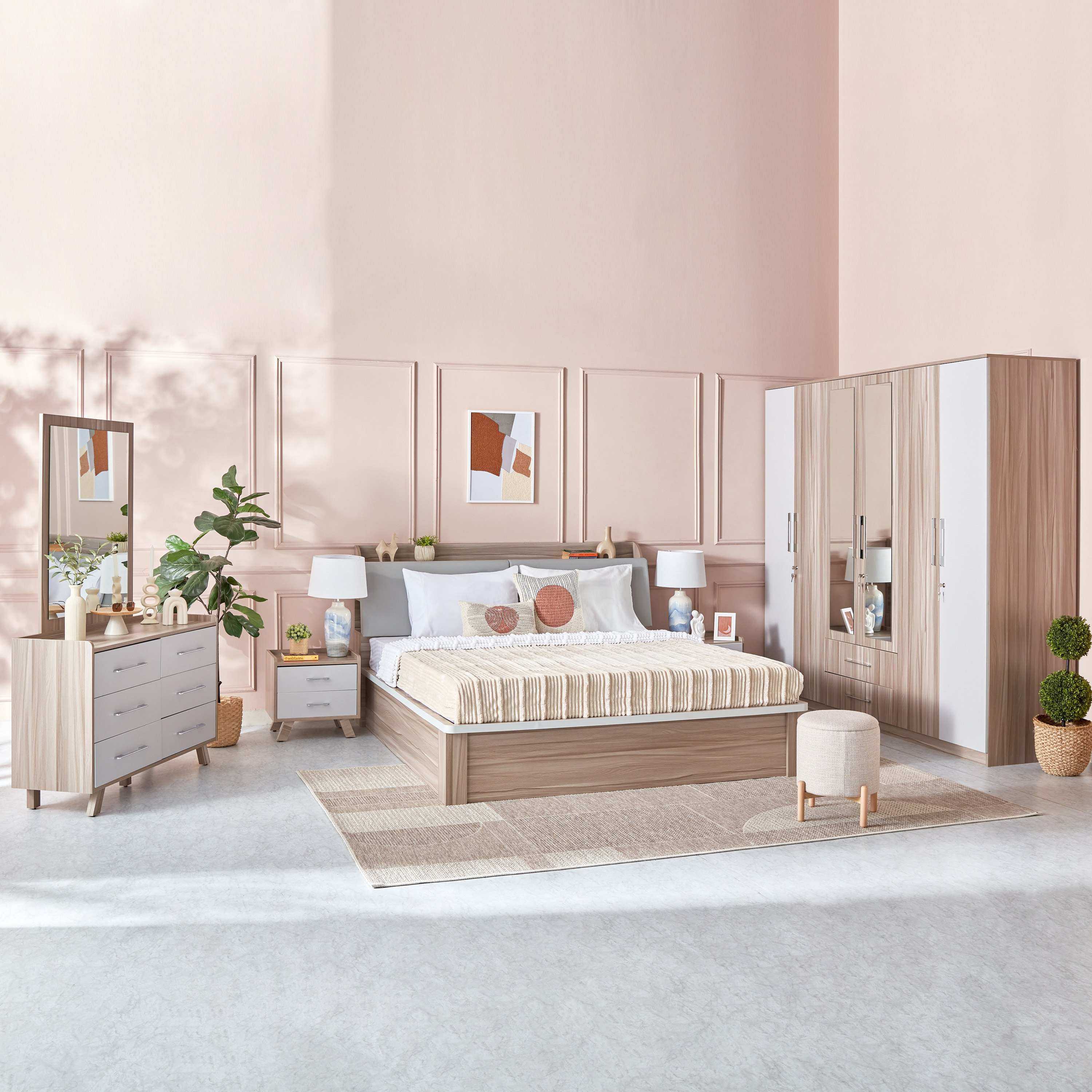 طقم غرفة نوم كينج 5 قطع من ميامي - 180x200 سم-hbxbedroom-bedsandbedsets-bedroomsets-king-image-23