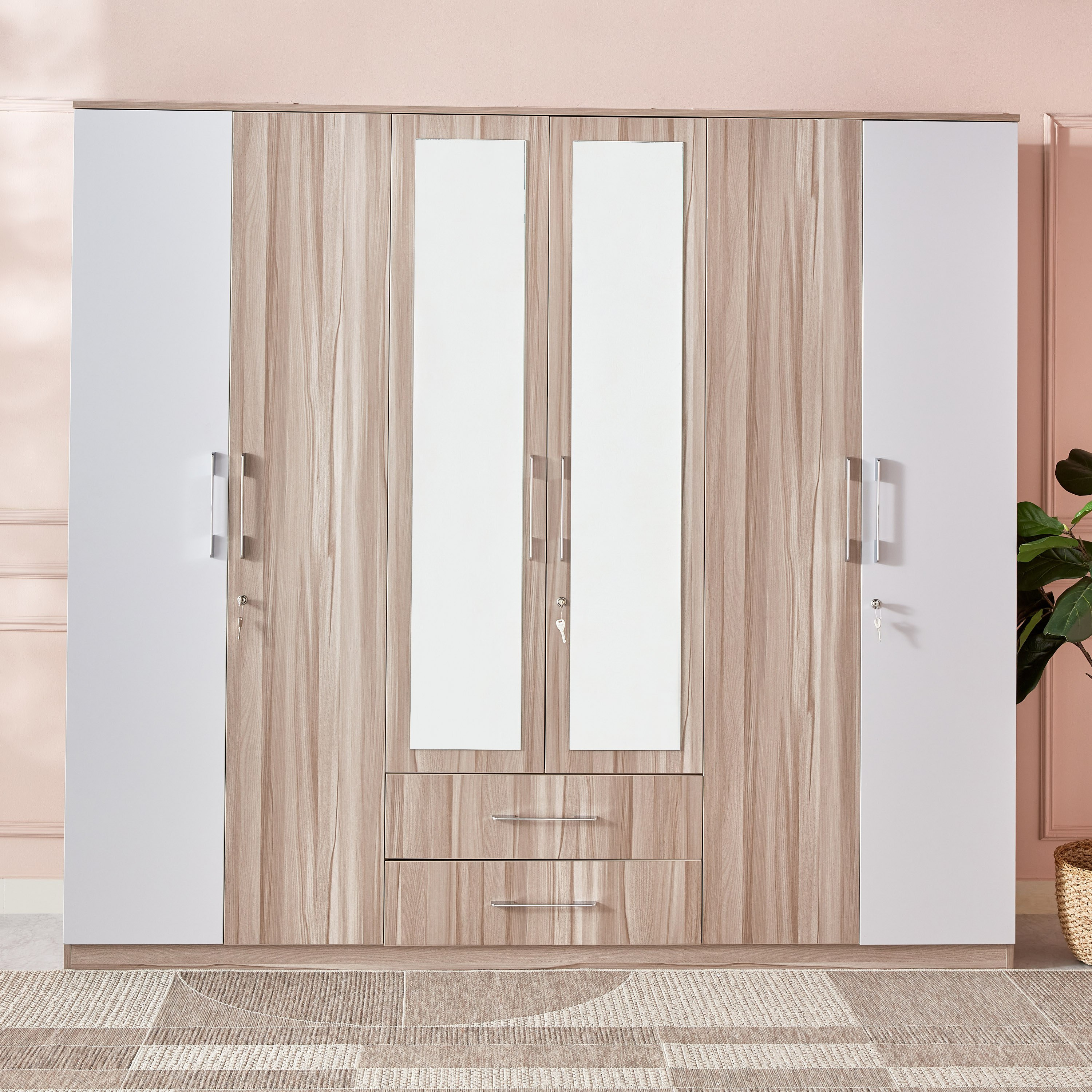 خزانة ملابس -6 أبواب بمرآة من ميامي-hbxfurniture-wardrobes-image-2