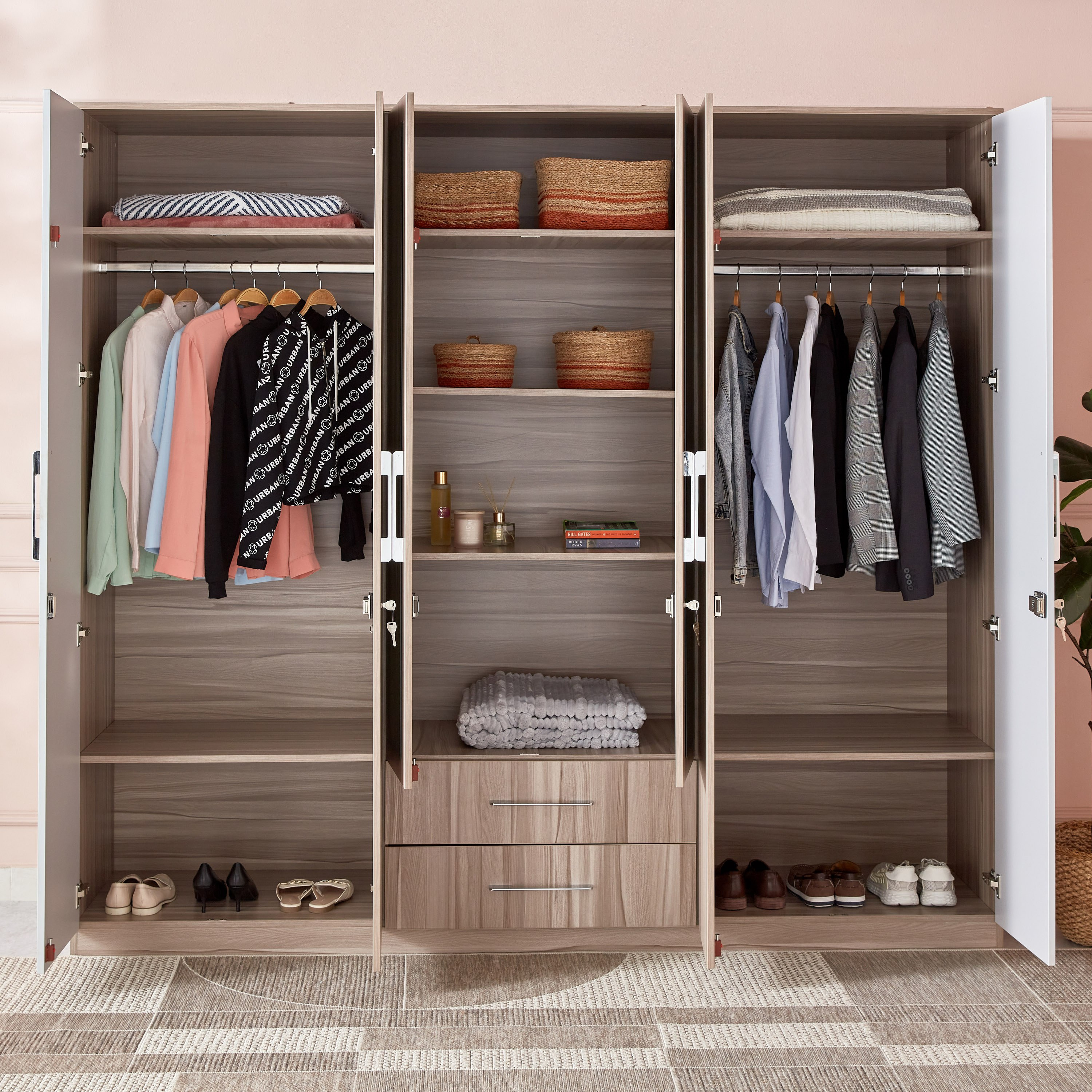 خزانة ملابس -6 أبواب بمرآة من ميامي-hbxfurniture-wardrobes-image-3