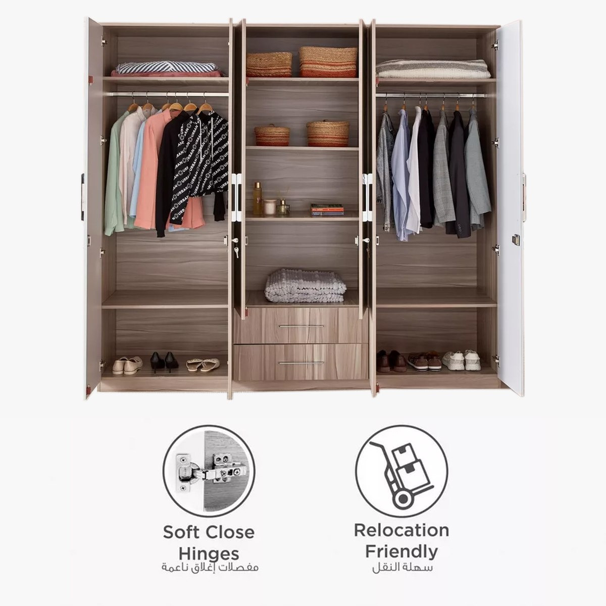 خزانة ملابس -6 أبواب بمرآة من ميامي-hbxfurniture-wardrobes-image-4