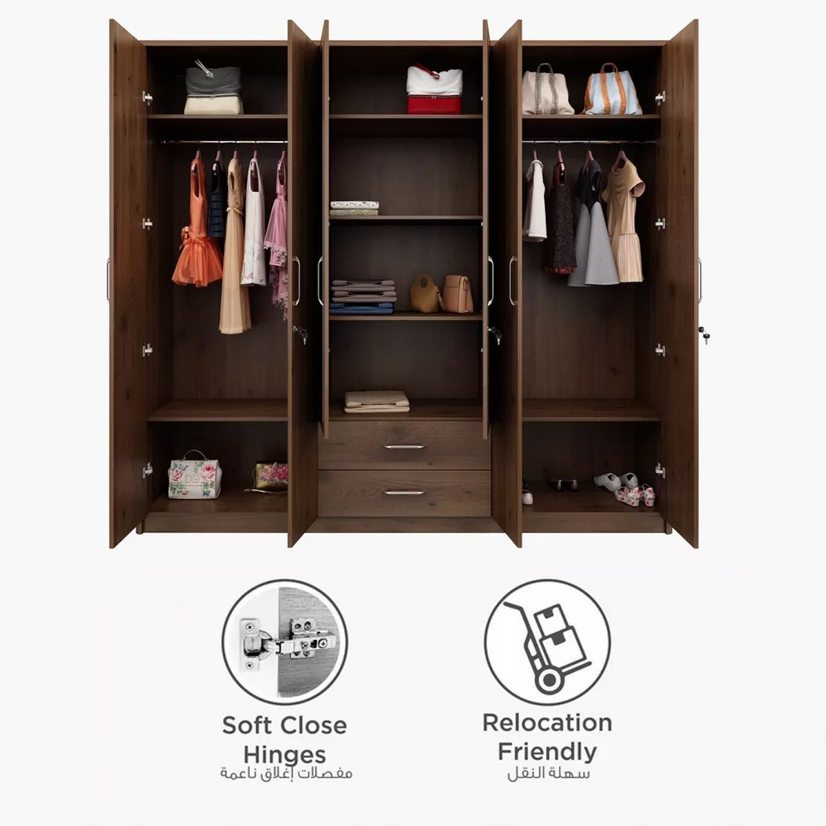 خزانة ملابس 6 أبواب بمرآة من راينو-hbxfurniture-wardrobes-image-6