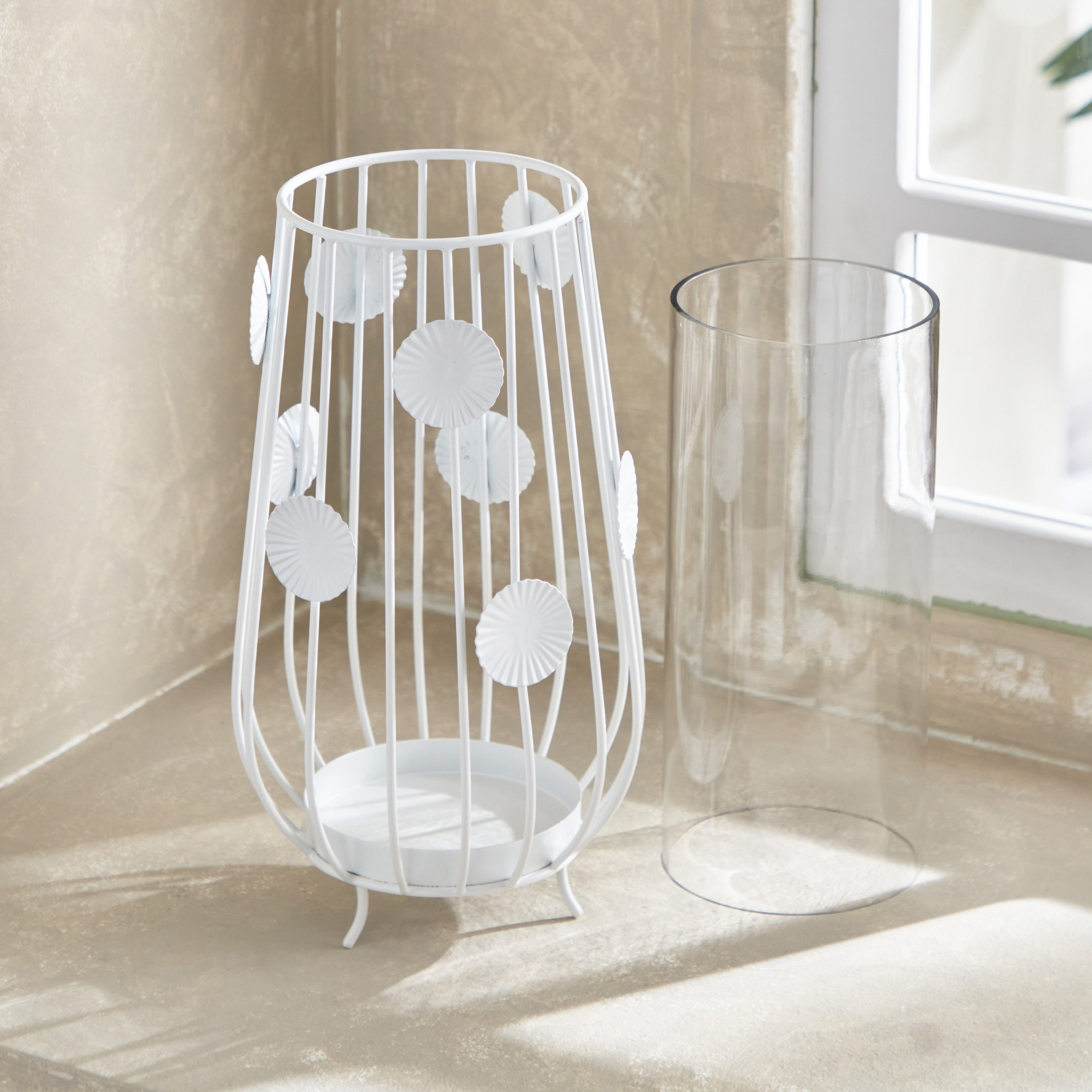 مزهرية زهور معدن وزجاج ورق شجر من ألينا - 16x16x30 سم-hbxbedroom-decorandaccessories-vases-image-3