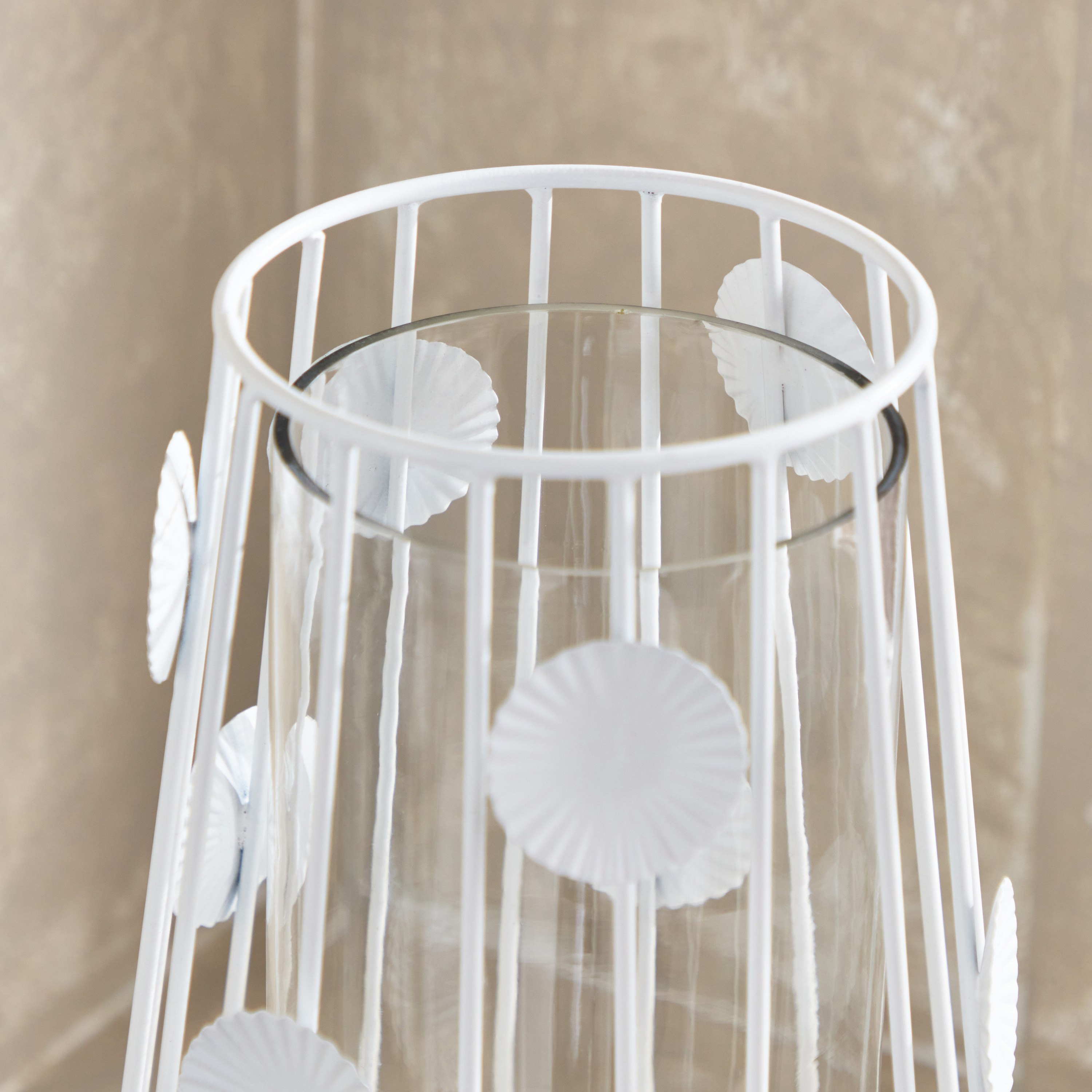 مزهرية زهور معدن وزجاج ورق شجر من ألينا - 16x16x30 سم-hbxbedroom-decorandaccessories-vases-image-4