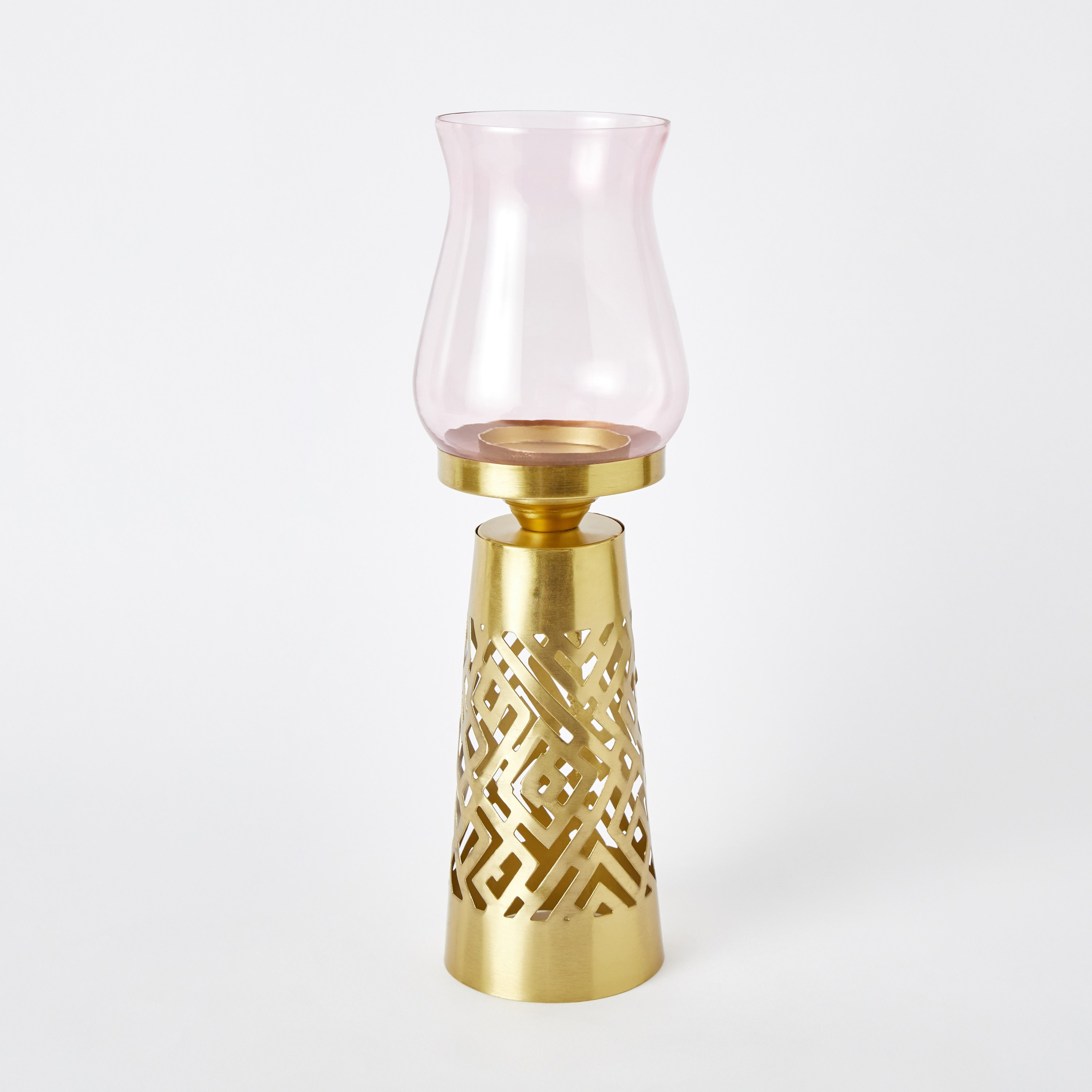 حامل شموع من زجاج بلش ومعدن بتصميم مفرغ من هيرين - 12x12x35 سم-PROMO_HB_AE_B2G2_011025-image-6