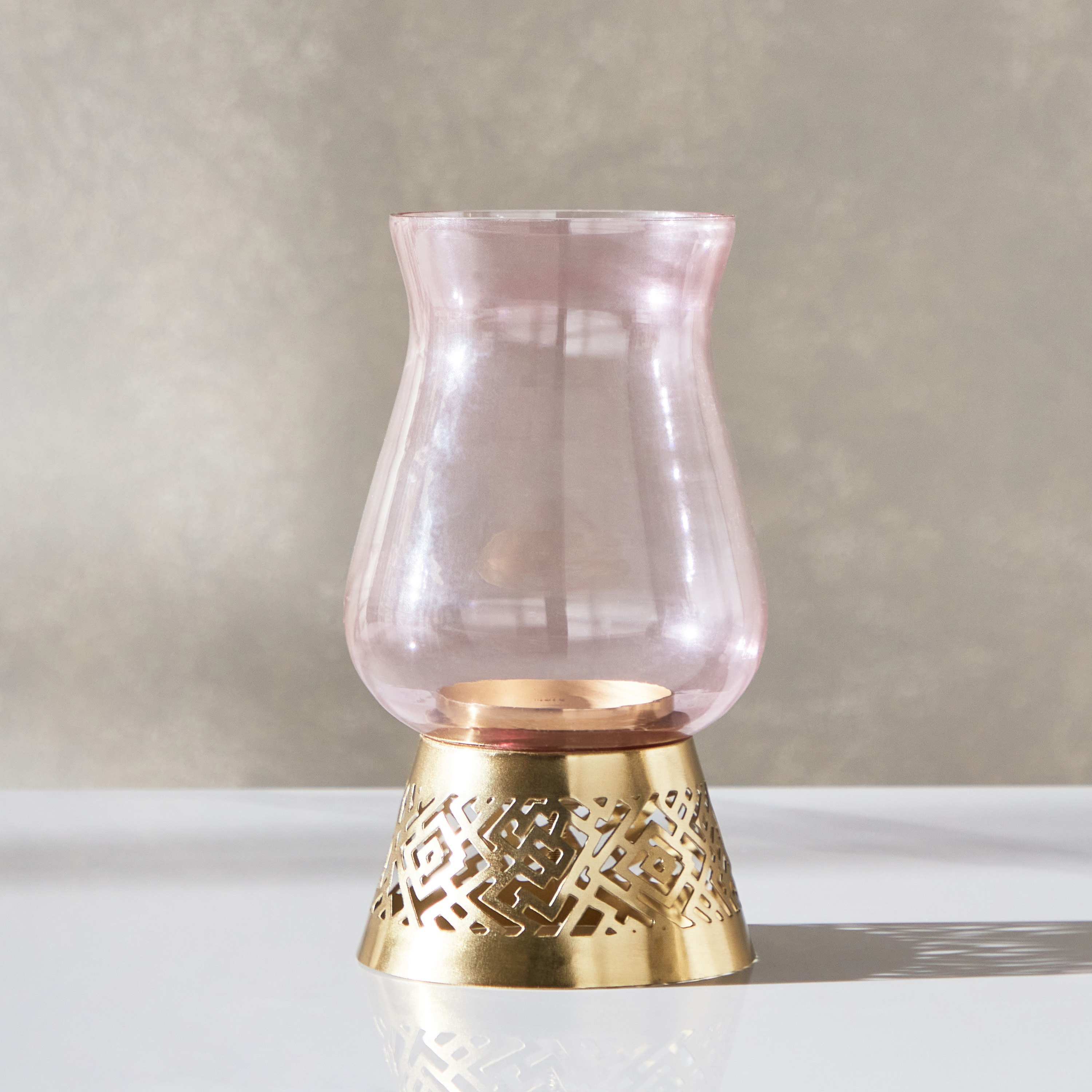 Herin Metal Cutwork Pillar Candleholder with Glass - 13.5x13.5x25 cm-hbxlivingroom-decorandaccessories-candleholders-image-2
