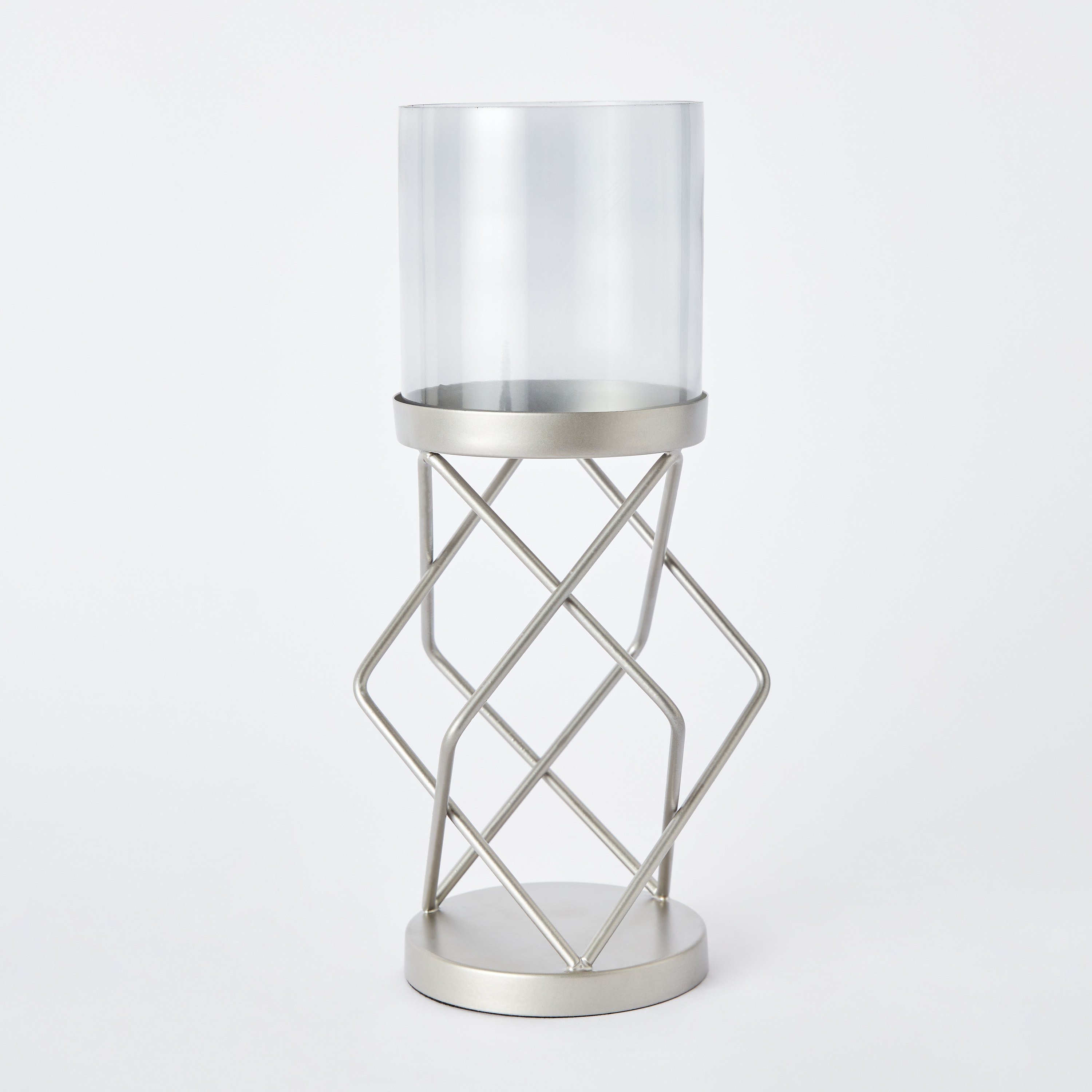 حامل شموع نيكل معتق بدعامة سلك معدن مع زجاج من إنيجما - 15x15x20 سم-hbxlivingroom-decorandaccessories-candleholders-image-7