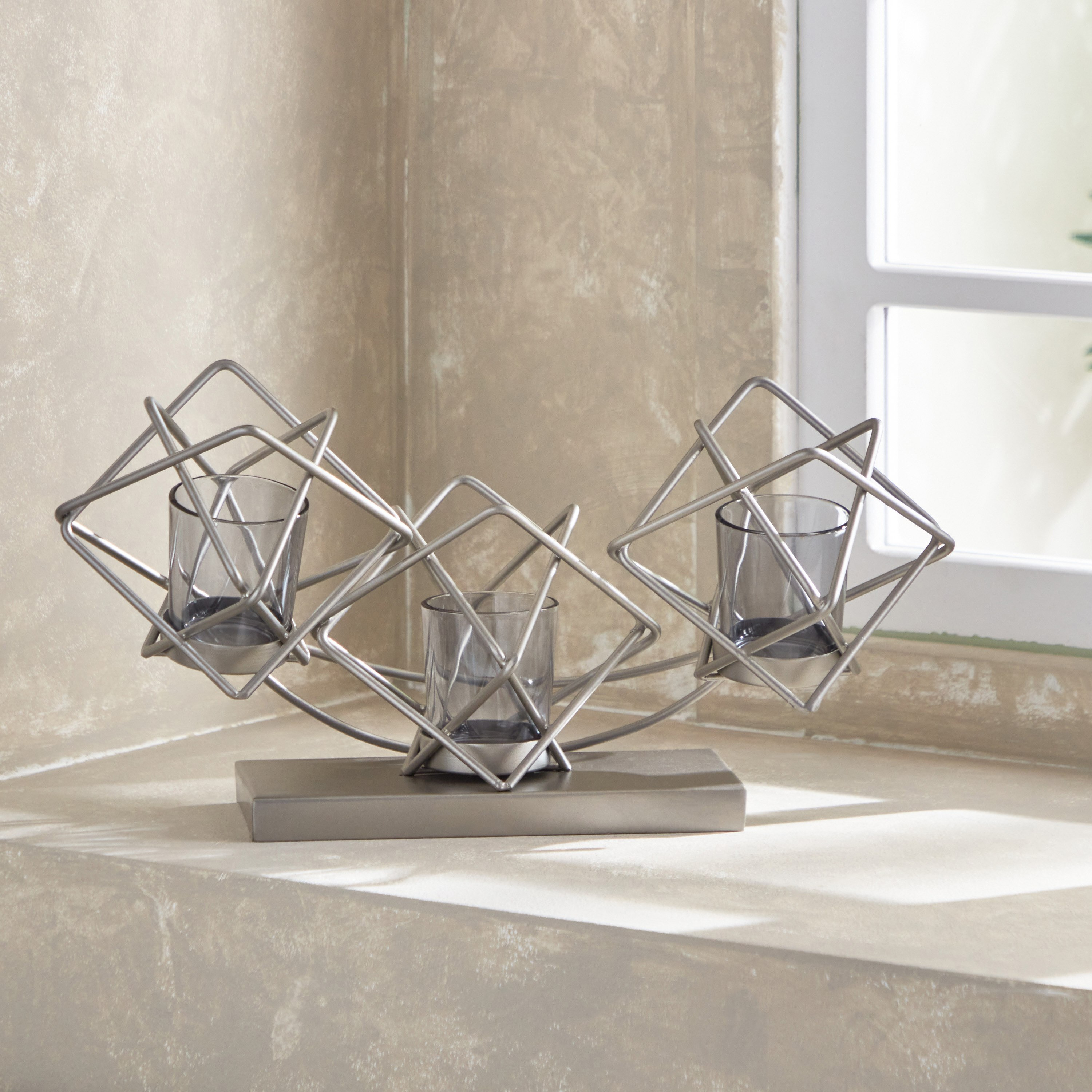 حامل شموع معدني بسلك 3 قطع مع زجاج من إنيجما - 35x14x20 سم-hbxlivingroom-decorandaccessories-candleholders-image-2
