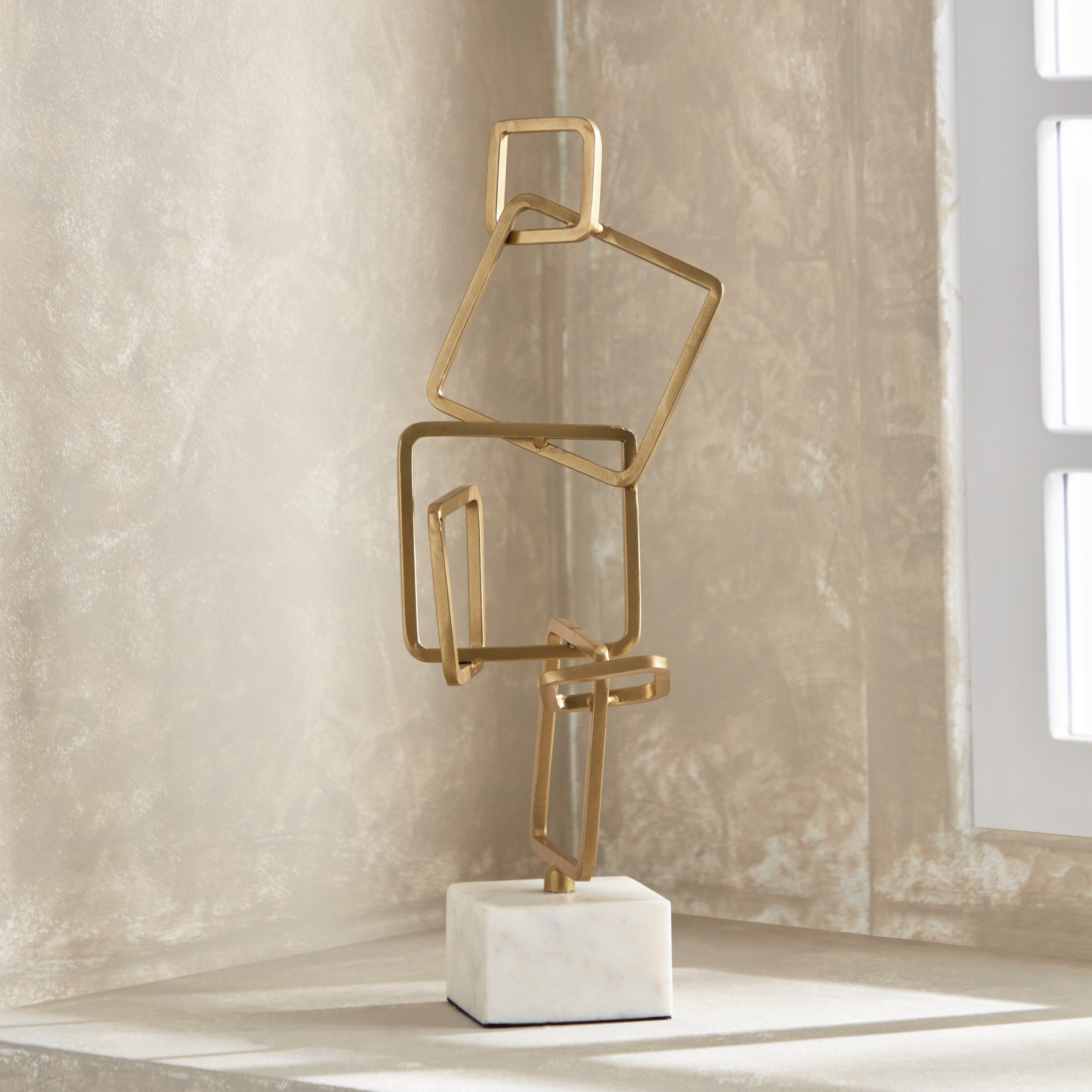 قطعة ديكور طاولة معدن ورخام بقاعدة رخام من إنيجما - 20x15x45 سم-hbxhomeware-homedecor-figurinesandornaments-image-1