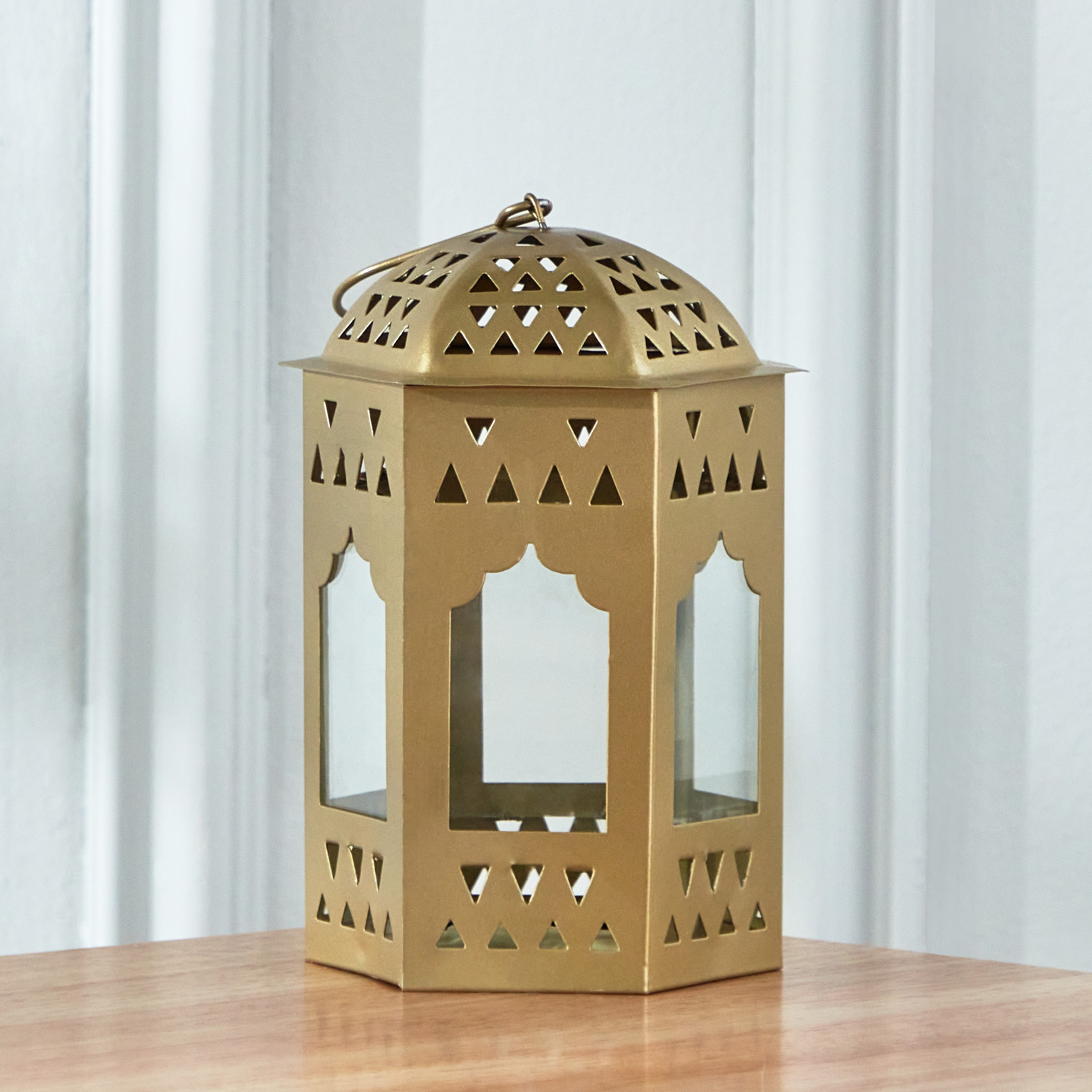 فانوس معدني وزجاجي من إنيد - 9x9x15 سم-hbxdecorandfurnishings-homeaccessories-lanterns-image-2