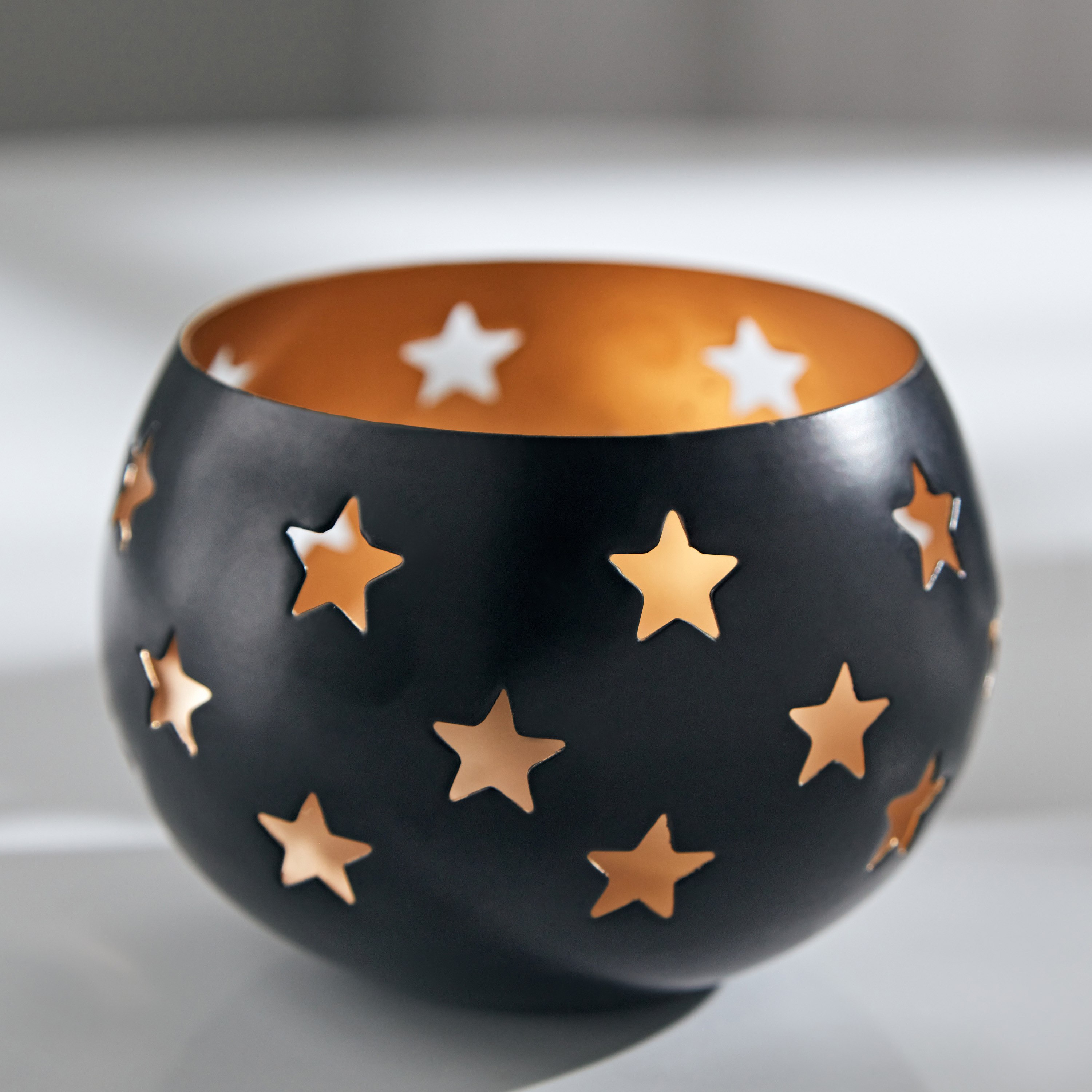 Scraft Metal Tealight Holder with Star Cutwork - 9.5x9.5x7 cm-hbxlivingroom-decorandaccessories-candleholders-image-1
