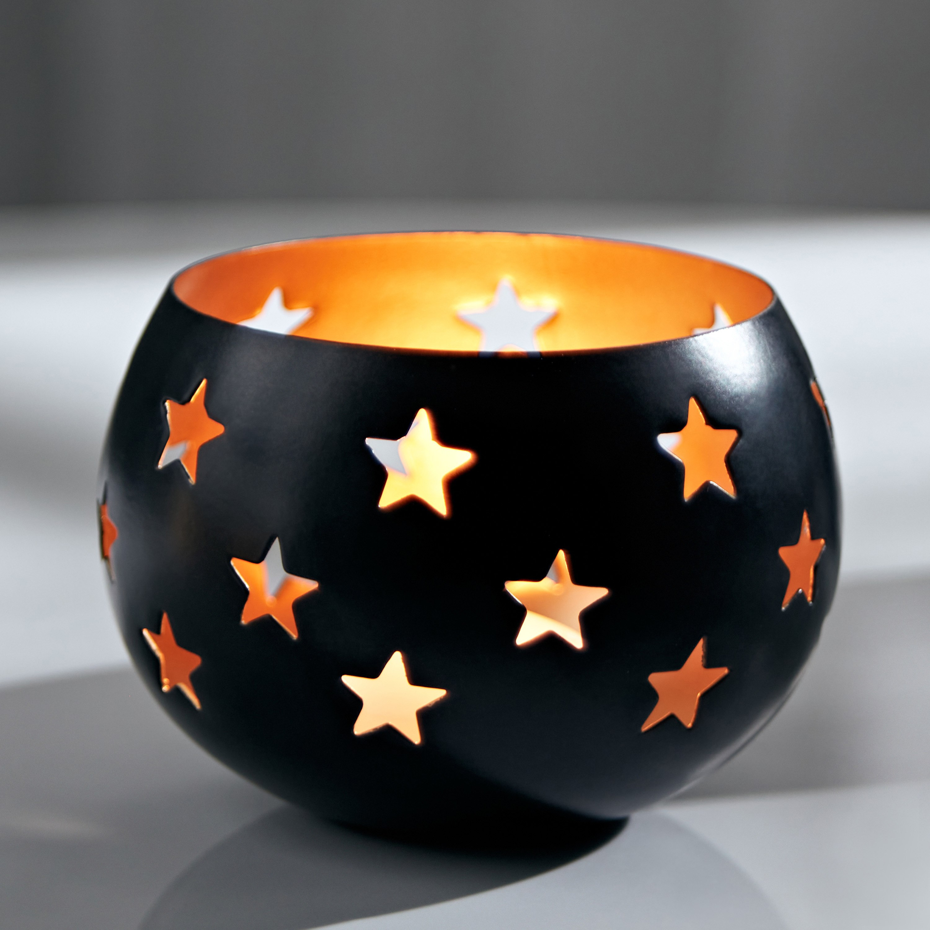 Scraft Metal Tealight Holder with Star Cutwork - 9.5x9.5x7 cm-hbxlivingroom-decorandaccessories-candleholders-image-2