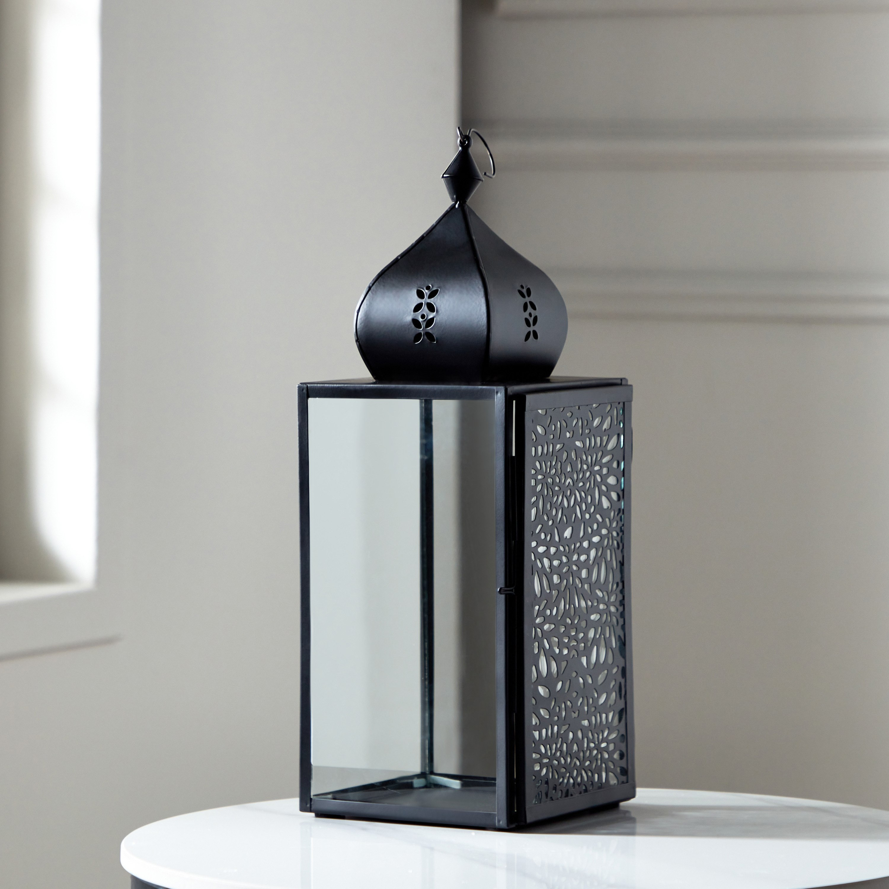 Kensin Metal Cutwork Lantern - 15x15x32 cm-hbxdecorandfurnishings-homeaccessories-lanterns-image-2