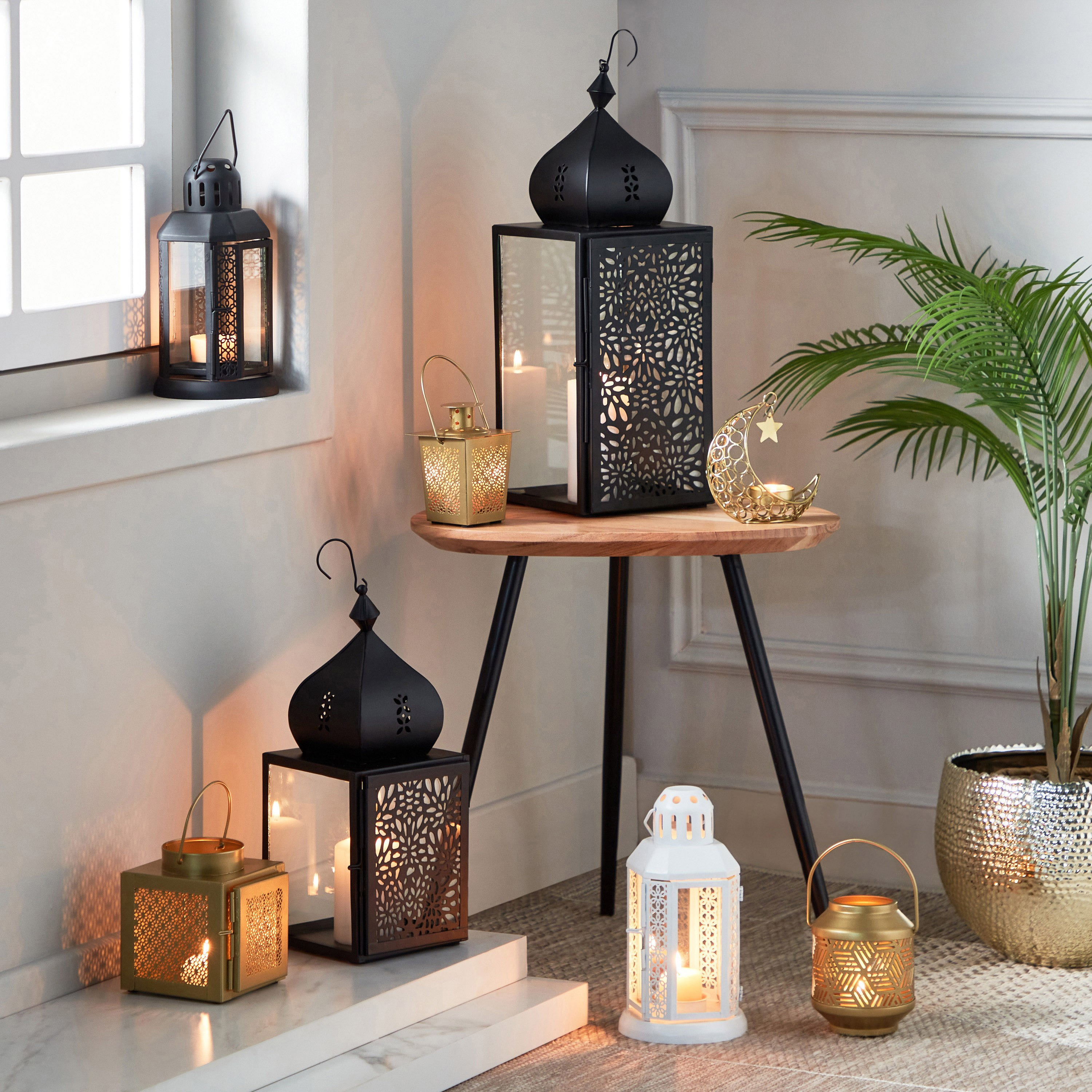 Kensin Promo Metal Cutwork Lantern - 10x10x22 cm-hbxdecorandfurnishings-homeaccessories-lanterns-image-6