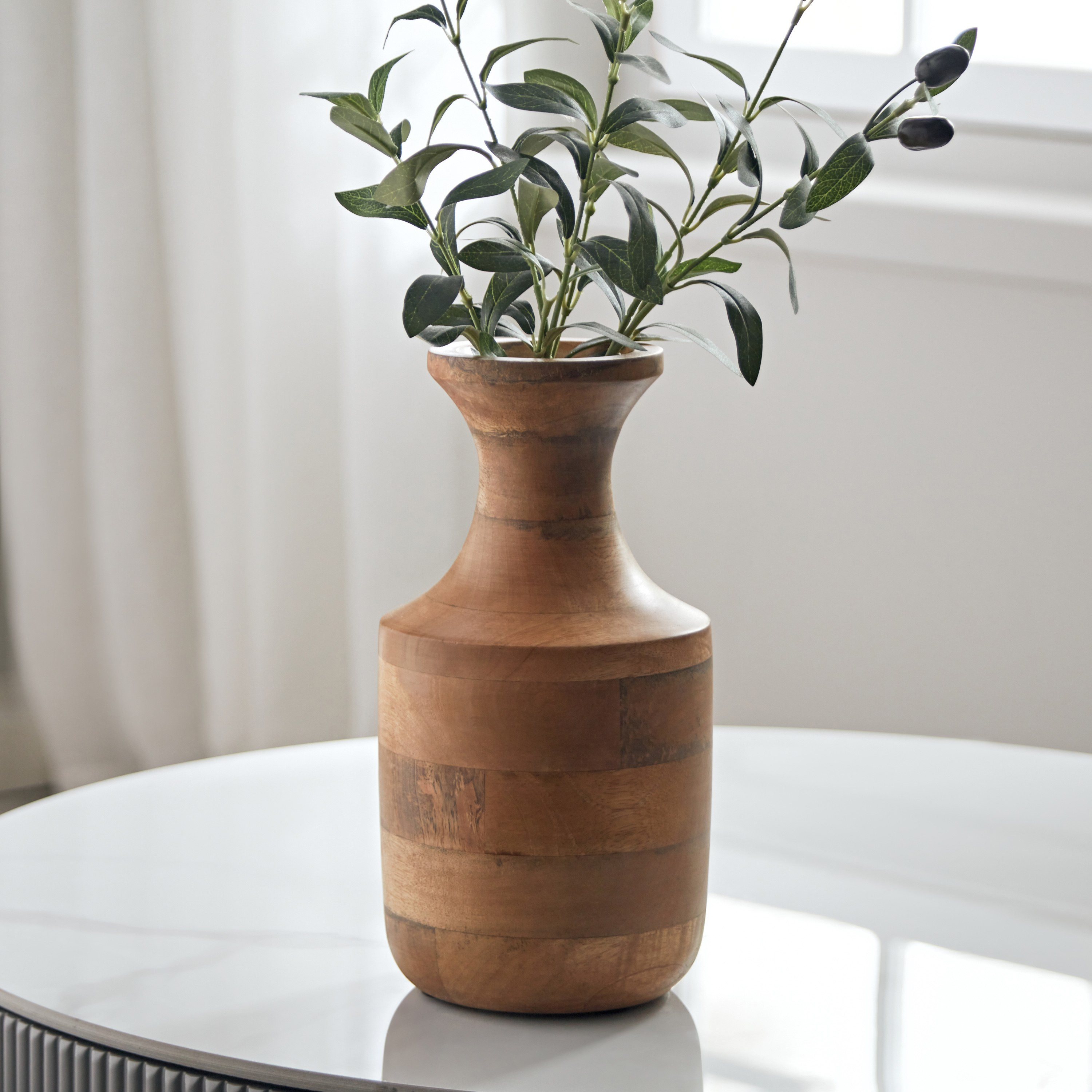 مزهرية زهور خشب على شكل قمع من كوهار - 15.5x15.5x28 سم-hbxbedroom-decorandaccessories-vases-image-1