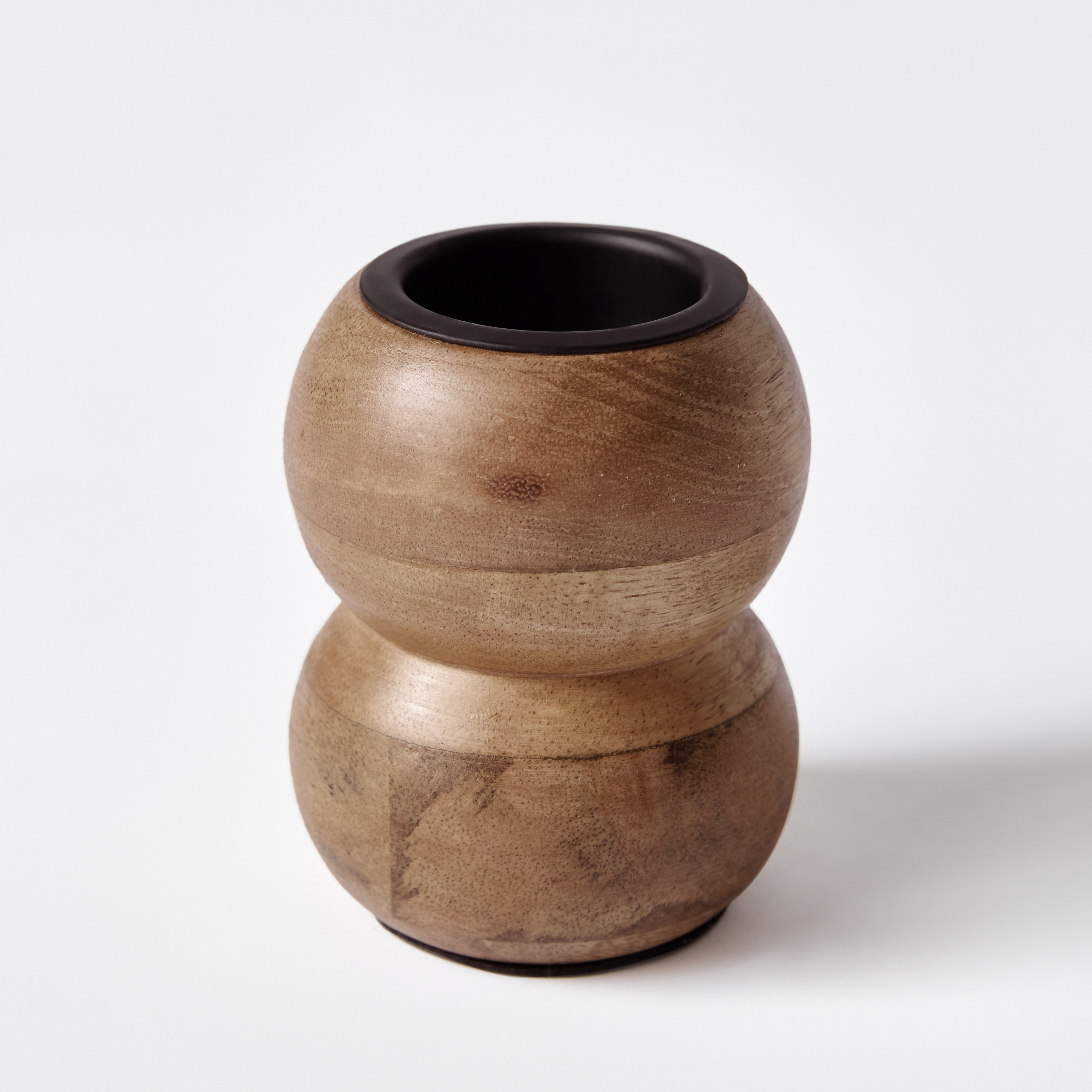 Cohar Wooden 2 Circle Small Tealight Candleholder - 6.5x6.5x8.5 cm-hbxlivingroom-decorandaccessories-candleholders-image-6