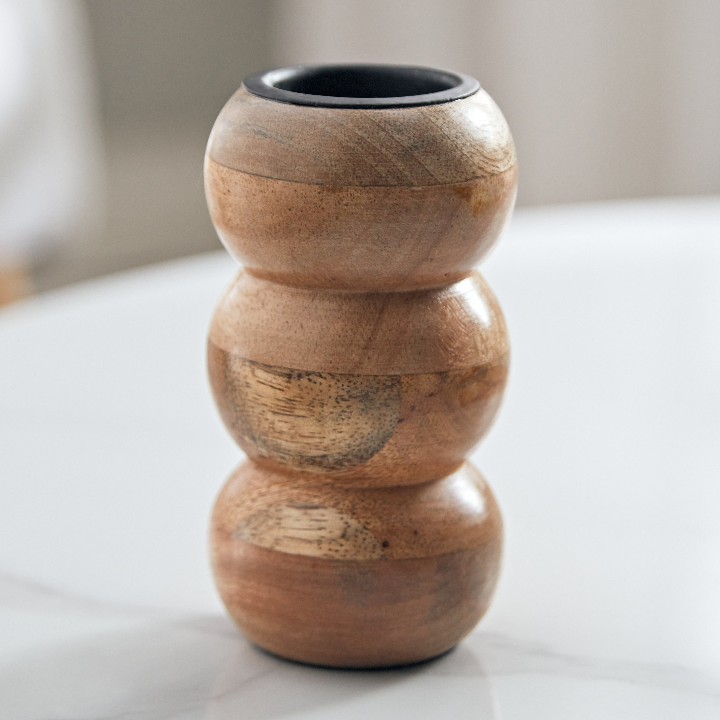 حامل شموع صغيرة 3 دوائر خشب من كوهار - 6.5x6.5x12 سم-hbxlivingroom-decorandaccessories-candleholders-image-2
