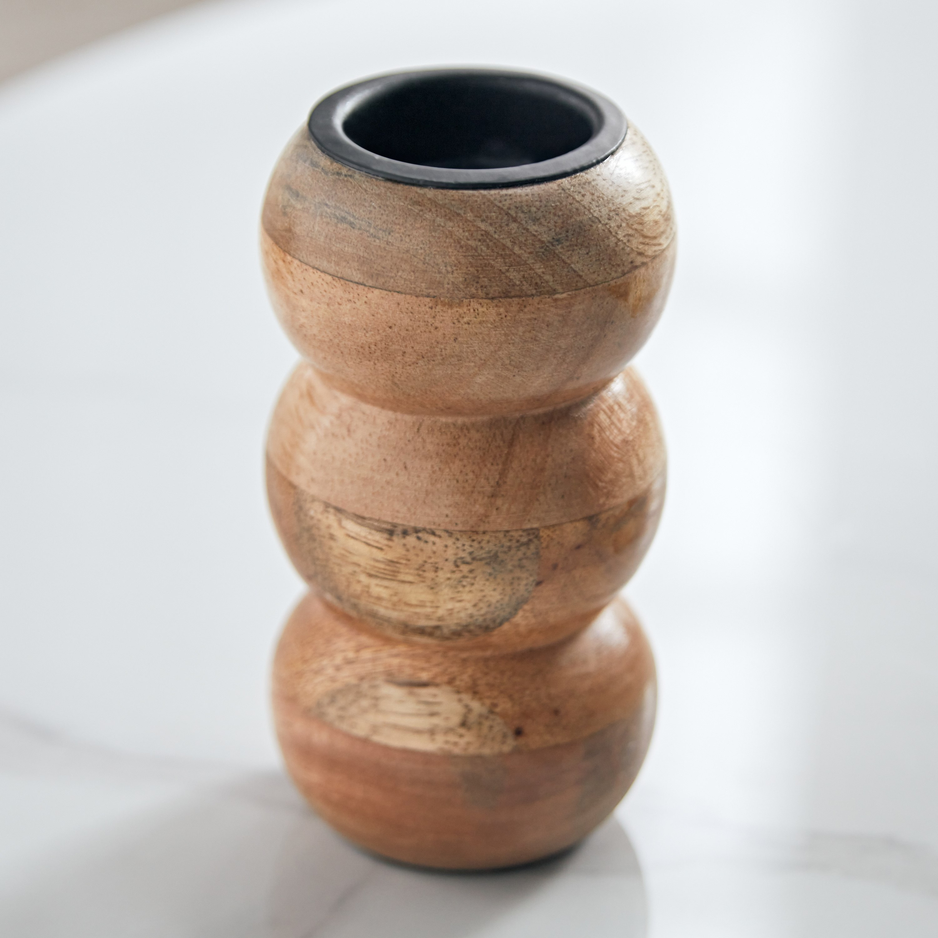 حامل شموع صغيرة 3 دوائر خشب من كوهار - 6.5x6.5x12 سم-hbxlivingroom-decorandaccessories-candleholders-image-3