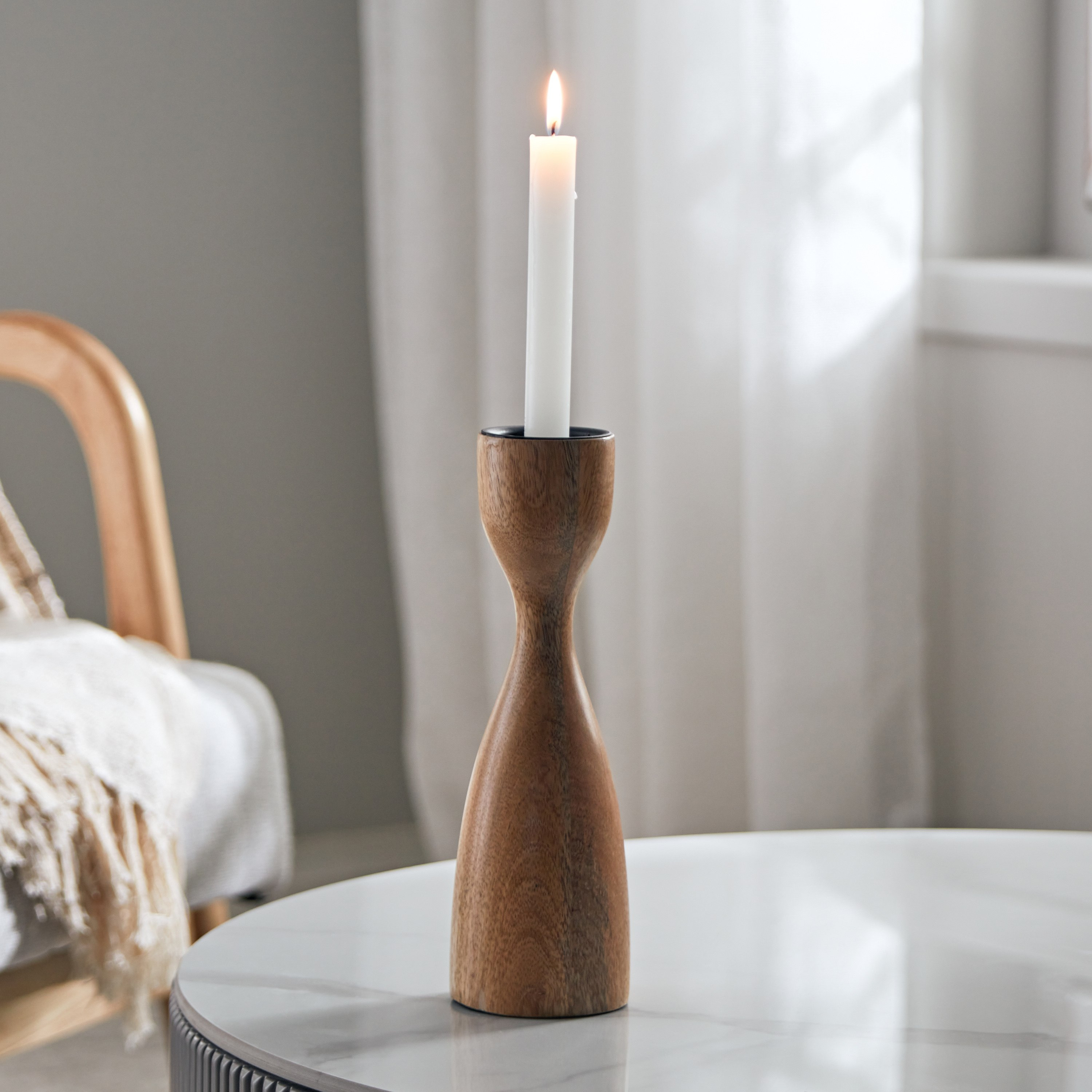 حامل شموع عمودية خشب من كوهار - 8.5x8.5x25.5 سم-hbxlivingroom-decorandaccessories-candleholders-image-1