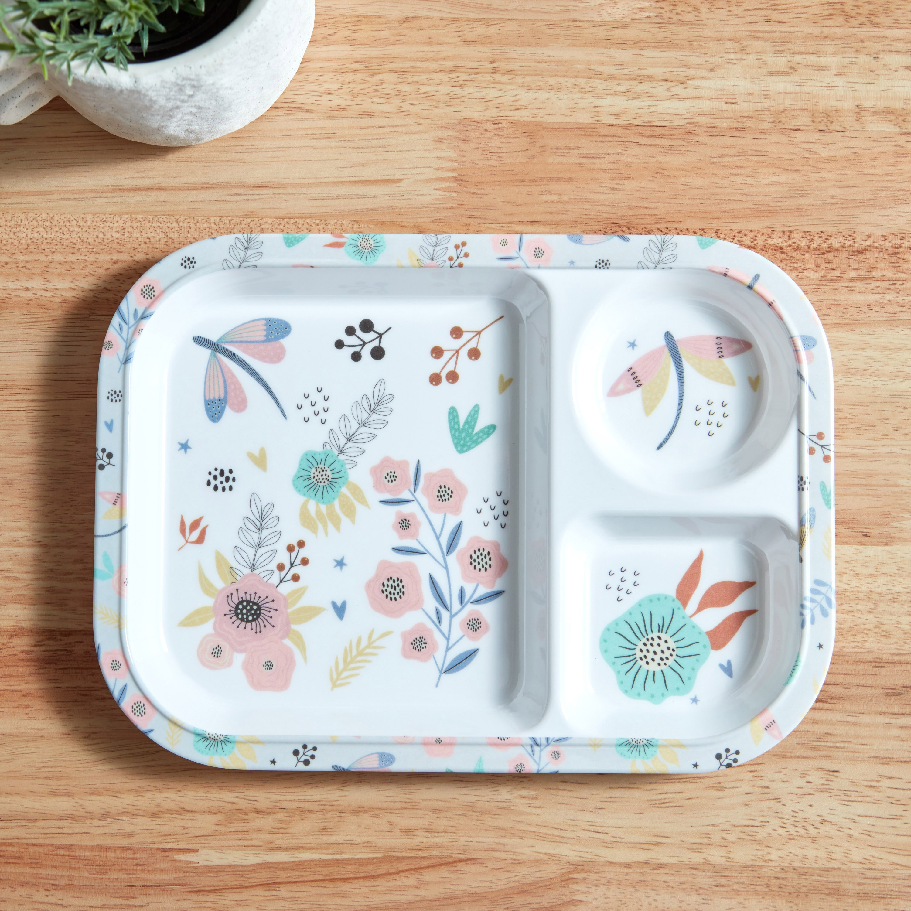 Flutterby Trinity Melamine Bloom Partition Plate - 28x21 cm-hbxhomeware-hbxkidsandyouth-image-2