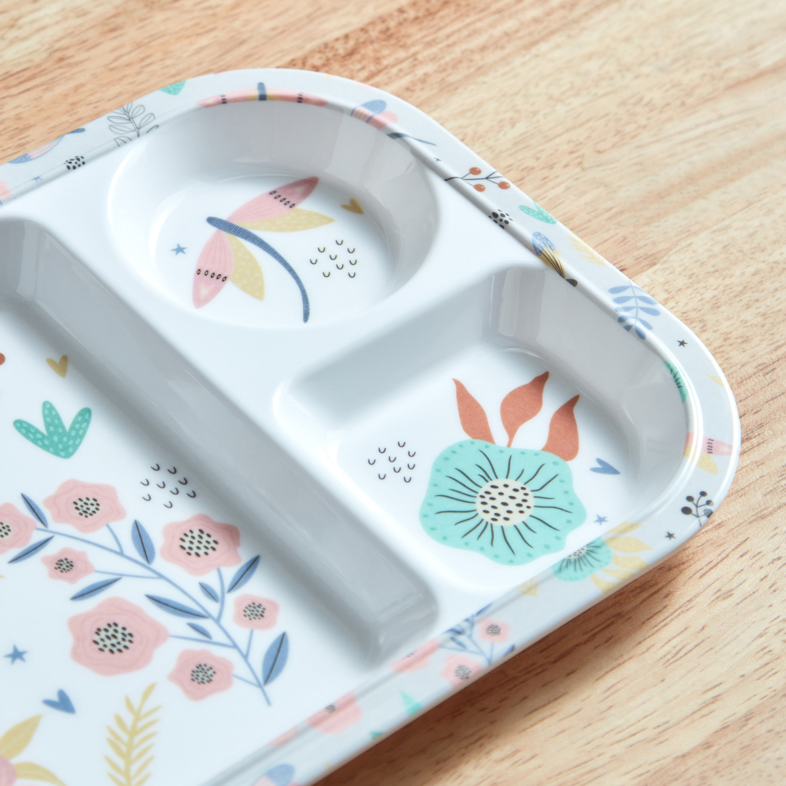 Flutterby Trinity Melamine Bloom Partition Plate - 28x21 cm-hbxhomeware-hbxkidsandyouth-image-3