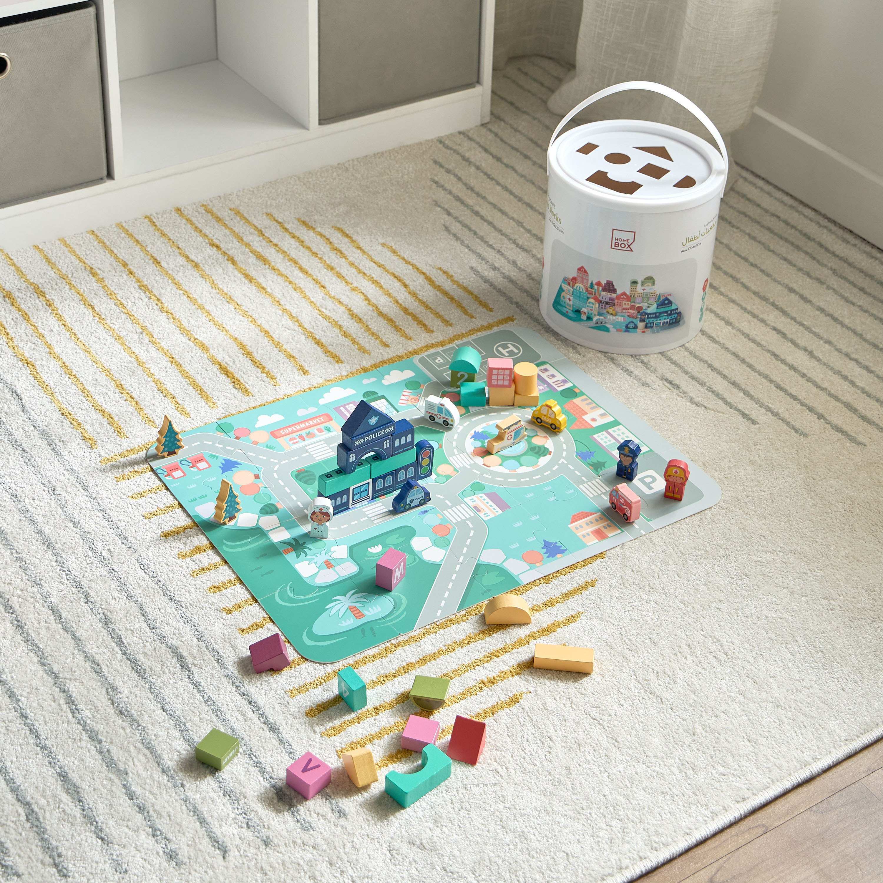 مجموعة مكعبات سيتي سكيب للأطفال 100 قطعة من بلاي لاند - 22.5x22.5 سم-hbxhomeware-hbxkidsandyouth-image-1