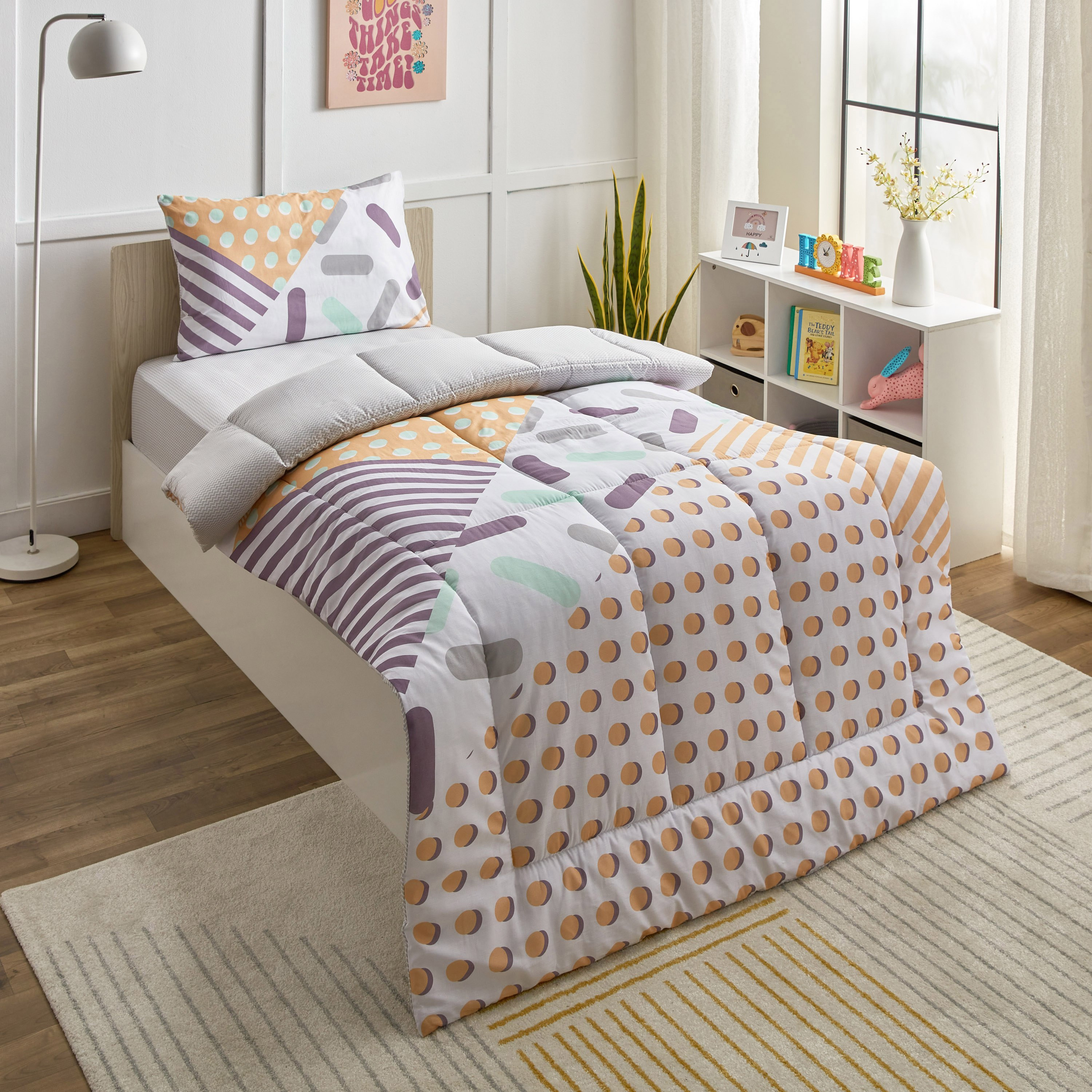 Playland Whimsical Kapas 2-Piece Cotton Single Comforter Set - 135x220 cm-hbxhomeware-hbxkidsandyouth-image-1