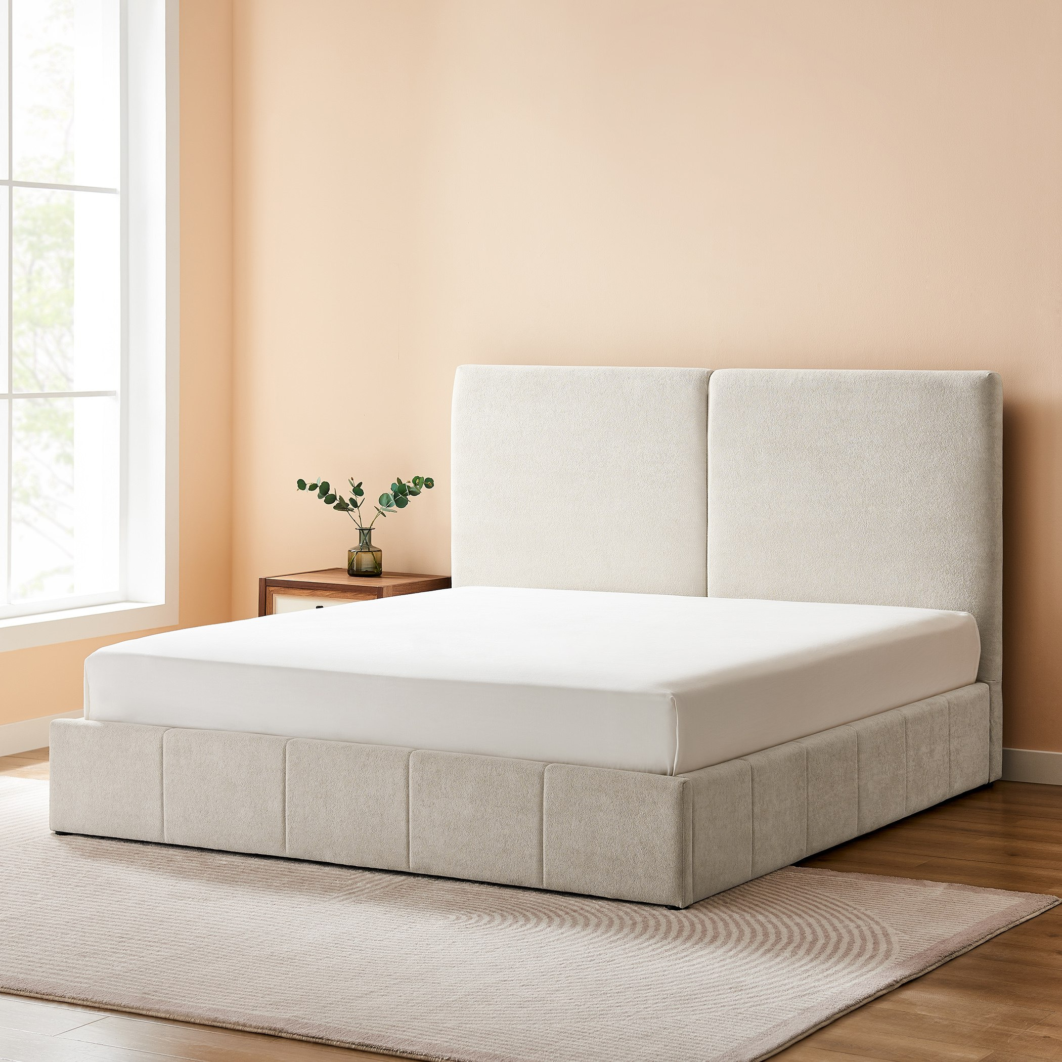 Pearl 5-Piece Upholstered King Bedroom Set - 180x200 cm-hbxbedroom-bedsandbedsets-bedroomsets-king-image-2