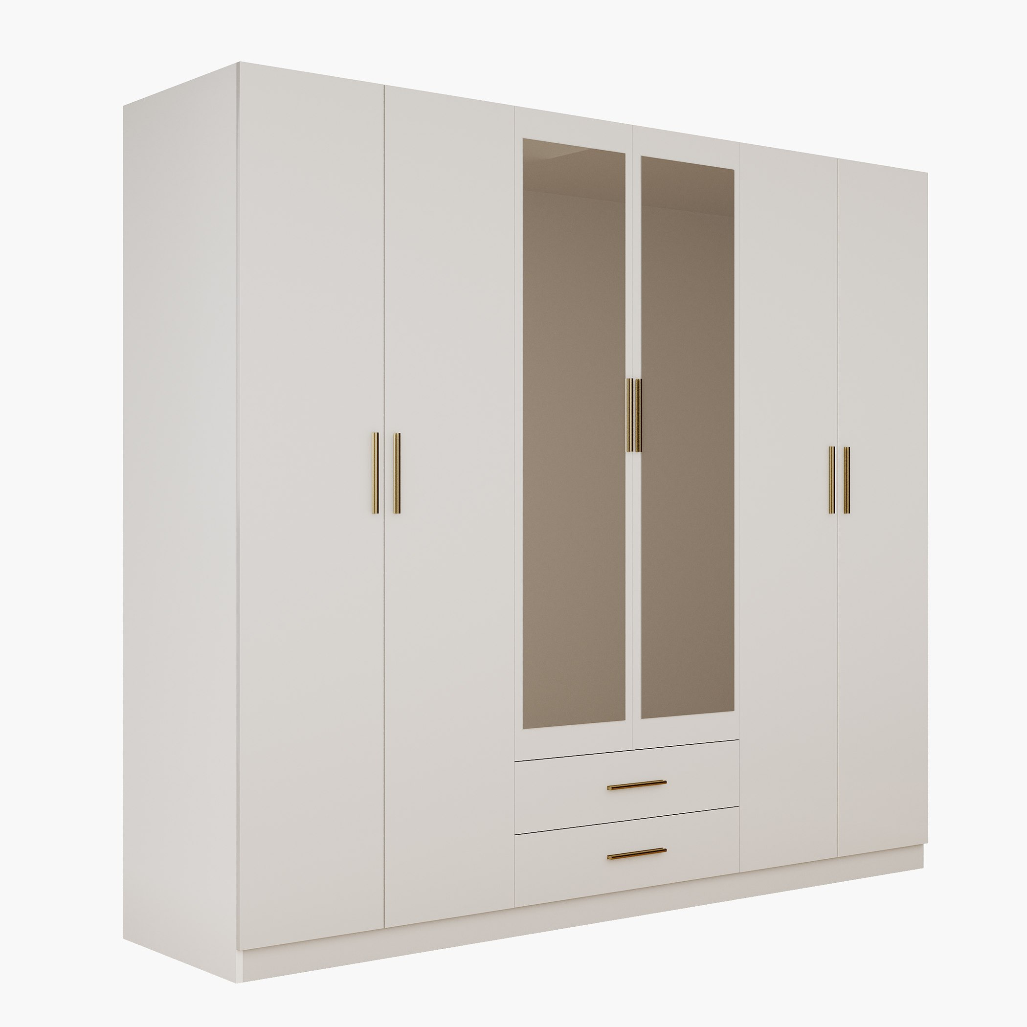 Pearl 6-Door Wardrobe with 2 Drawers and Mirrors-hbxfurniture-wardrobes-image-8