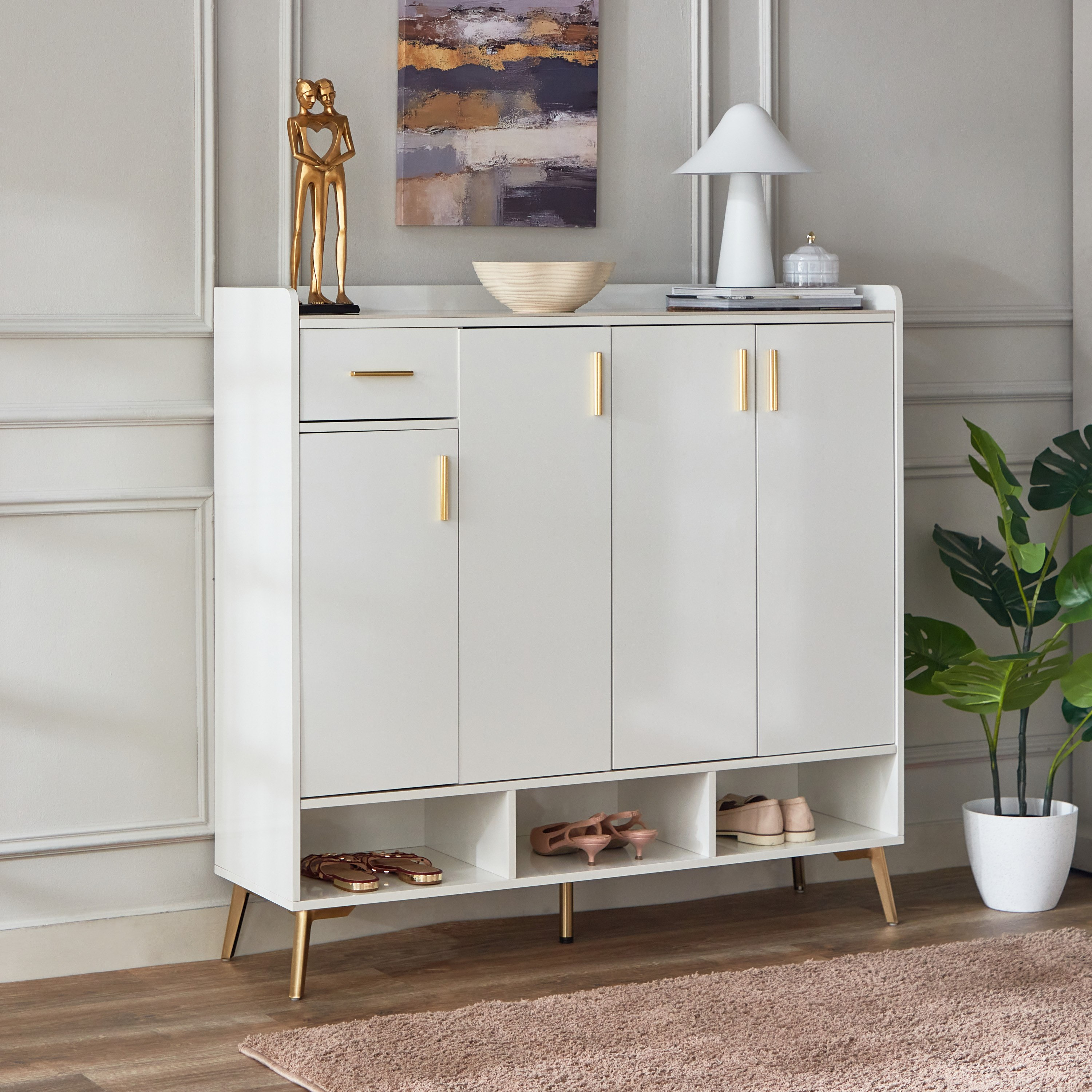 Gold shoe cabinet sale