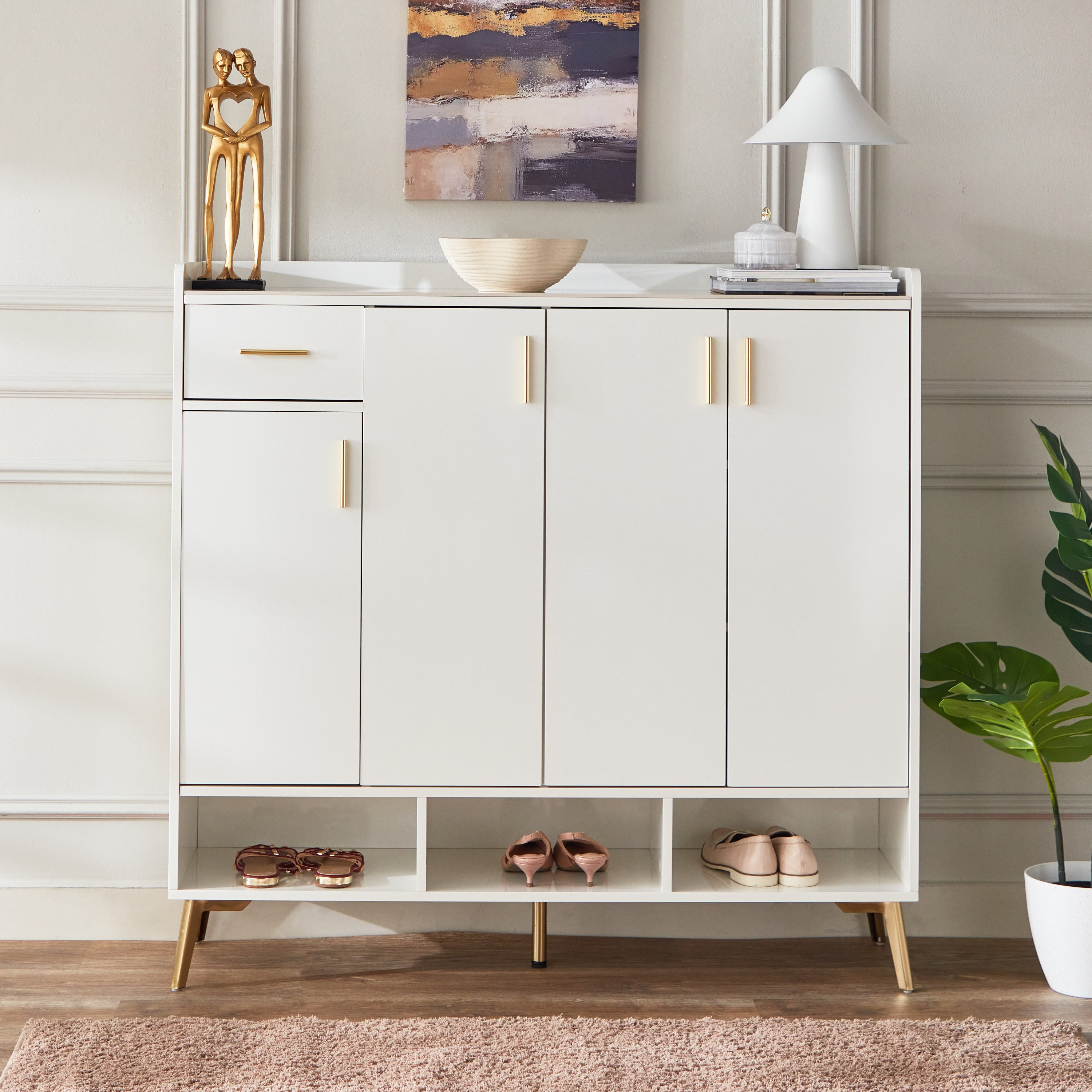 Pearl 22-Pair Sintered Stone Shoe Cabinet with 4 Doors and 1 Drawer-hbxbedroom-shoecabinetsandracks-image-3