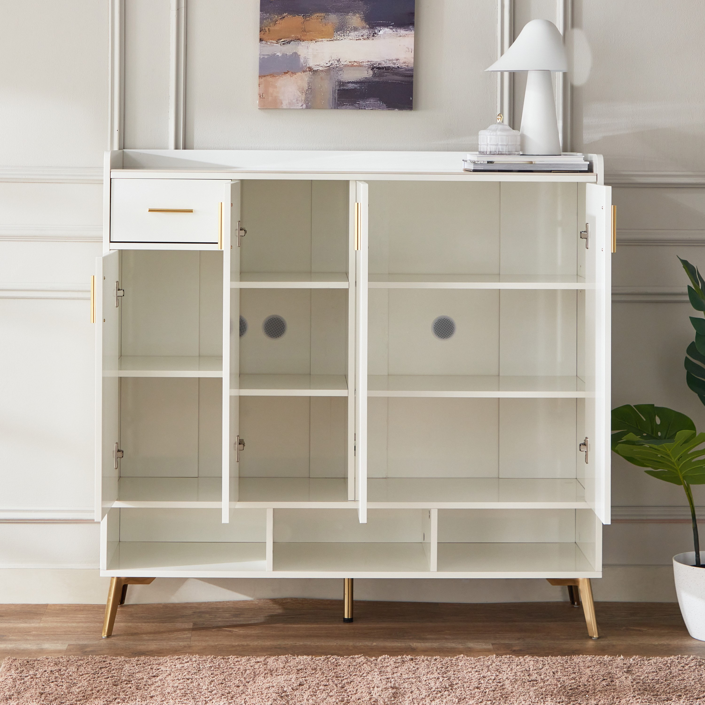 Pearl 22-Pair Sintered Stone Shoe Cabinet with 4 Doors and 1 Drawer-hbxbedroom-shoecabinetsandracks-image-5
