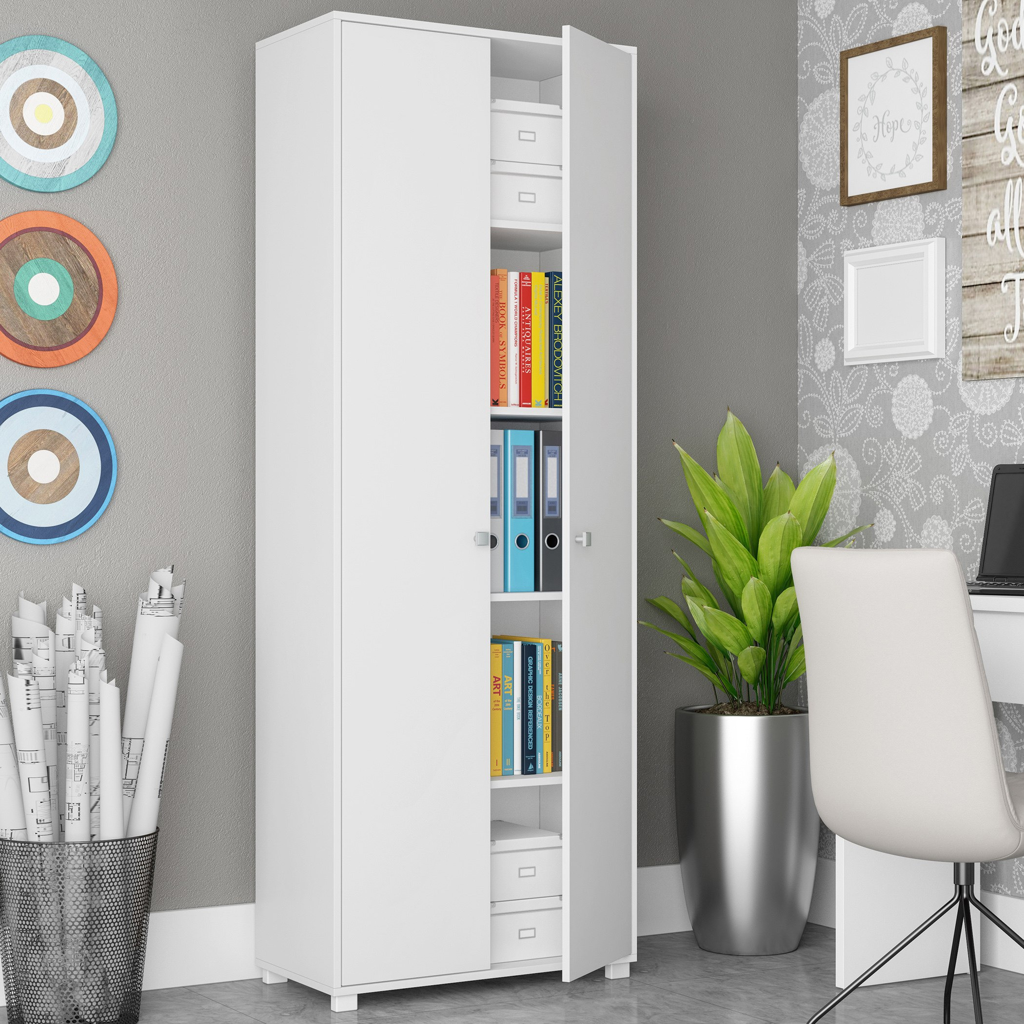 خزانة طويلة متعددة الاستخدامات 2 أبواب من بيانكا لوندرينا-hbxfurniture-office-bookcases-image-2