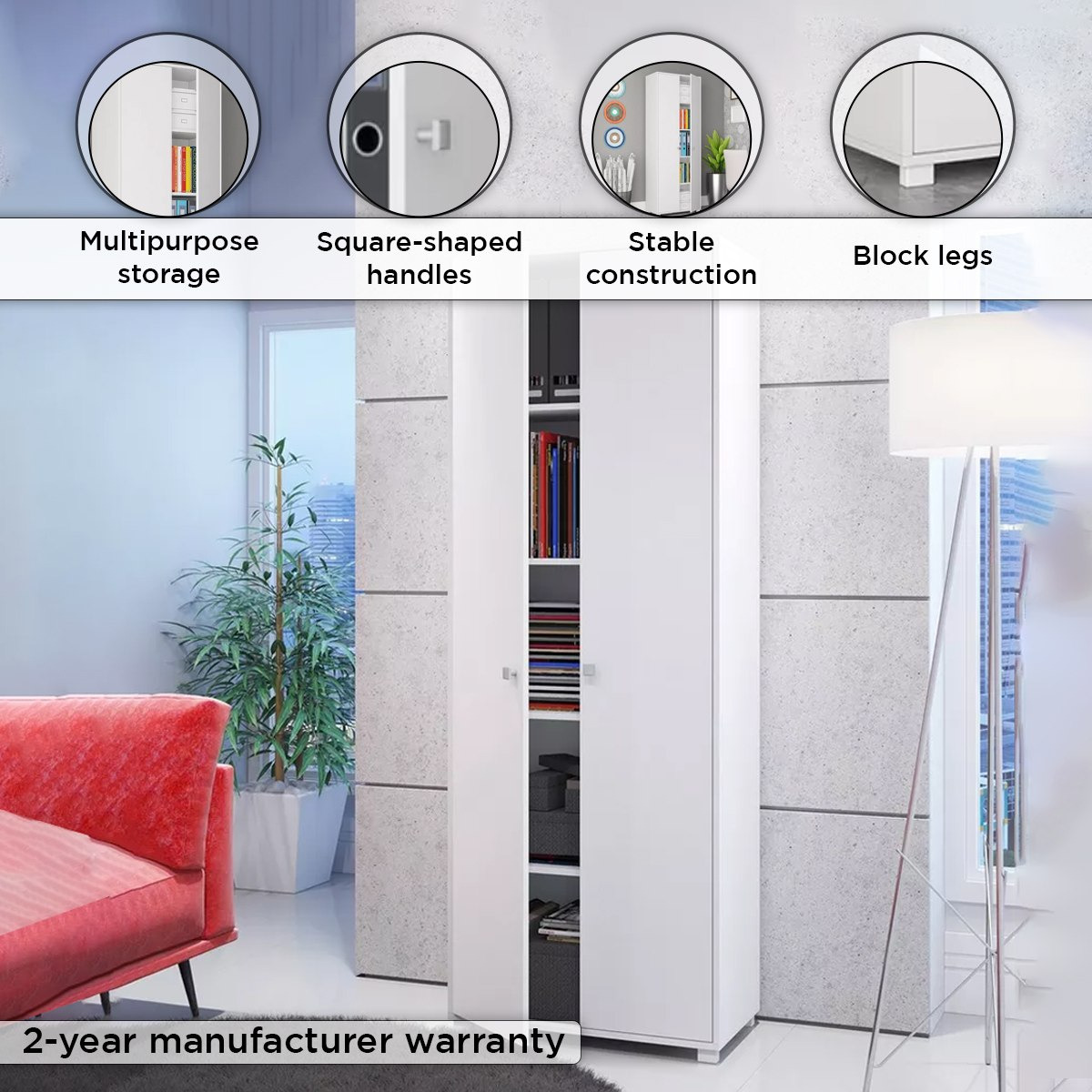 خزانة طويلة متعددة الاستخدامات 2 أبواب من بيانكا لوندرينا-hbxfurniture-office-bookcases-image-4
