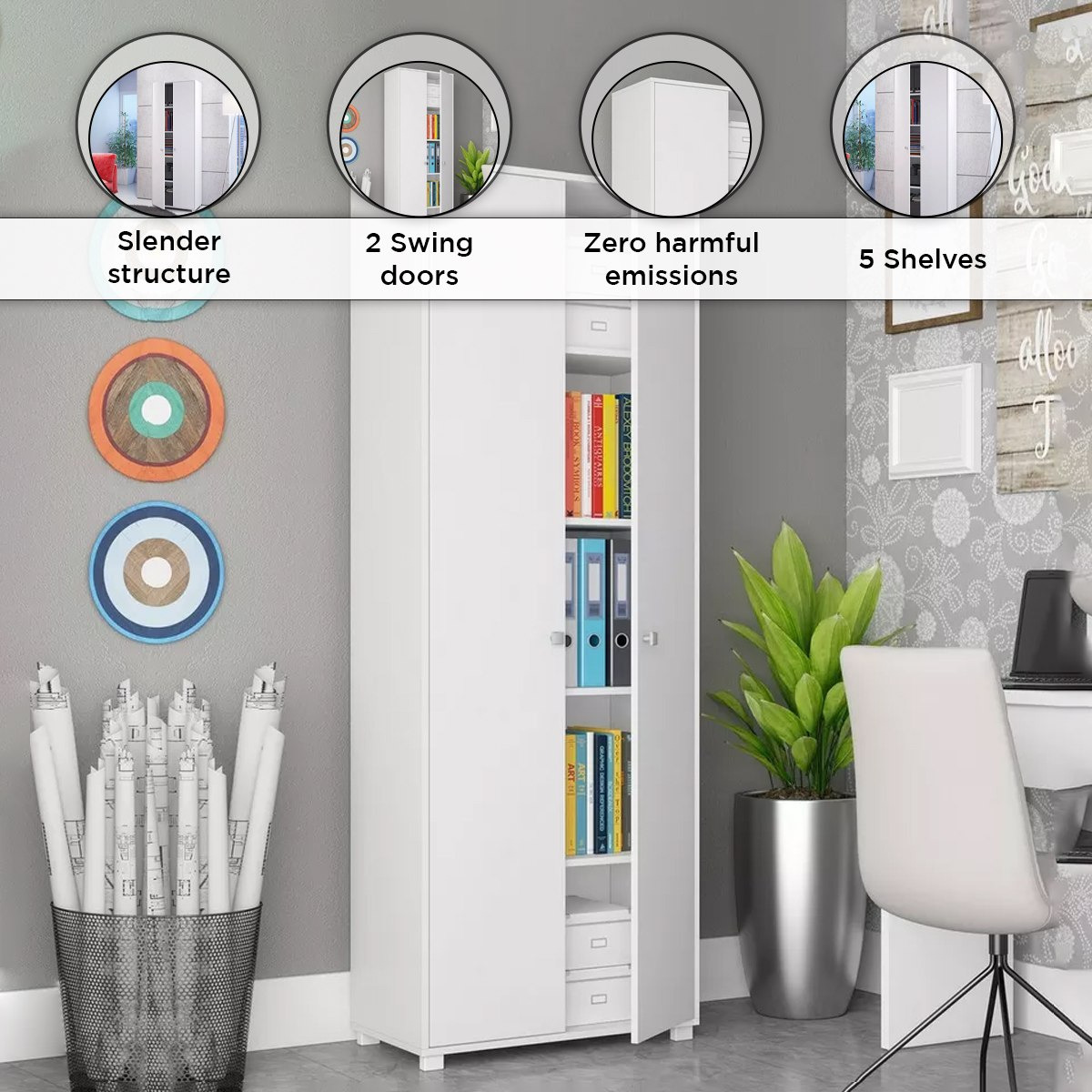 خزانة طويلة متعددة الاستخدامات 2 أبواب من بيانكا لوندرينا-hbxfurniture-office-bookcases-image-5