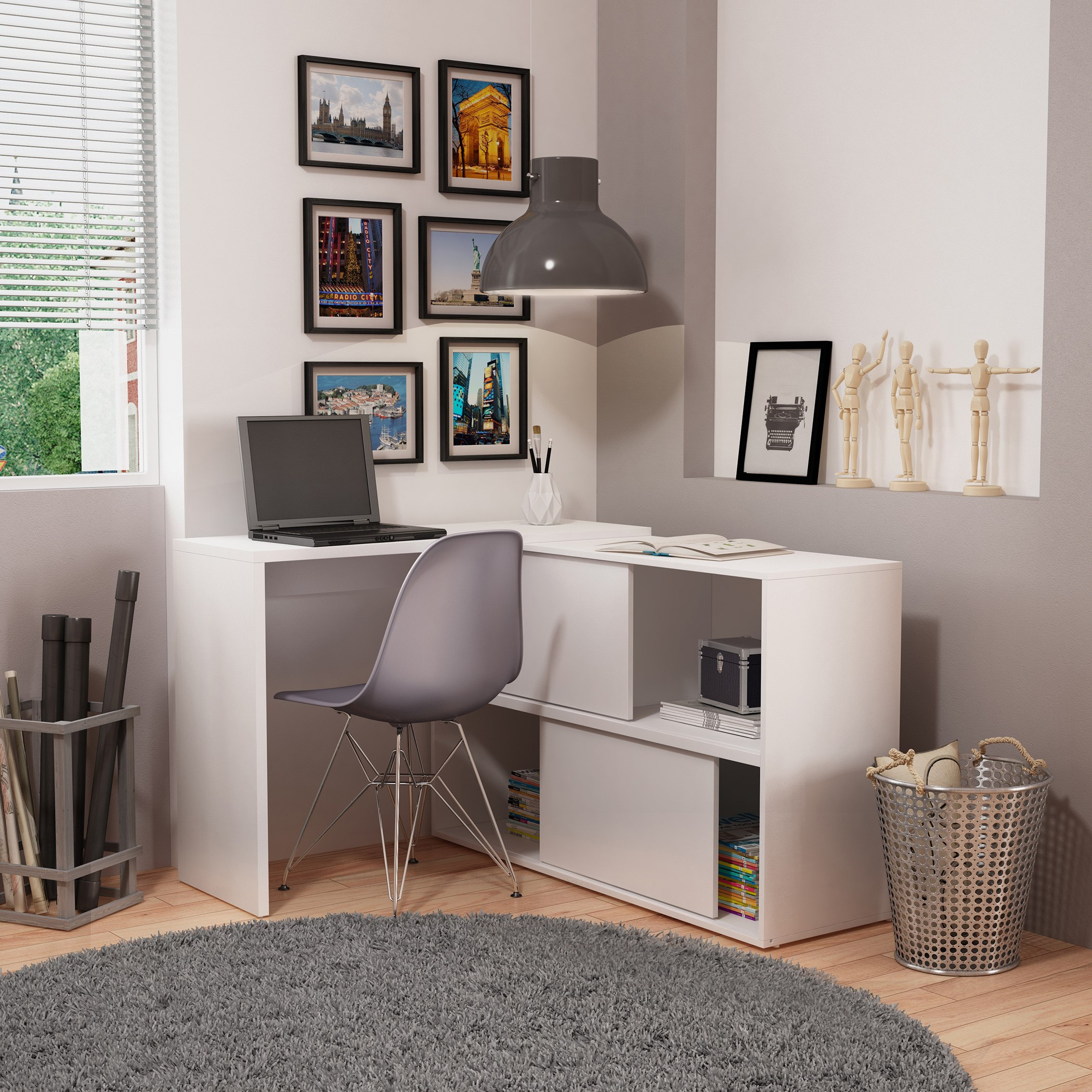 Bianca Londrina Desk with 2 Shelves and Storage-hbxfurniture-office-desks-image-1