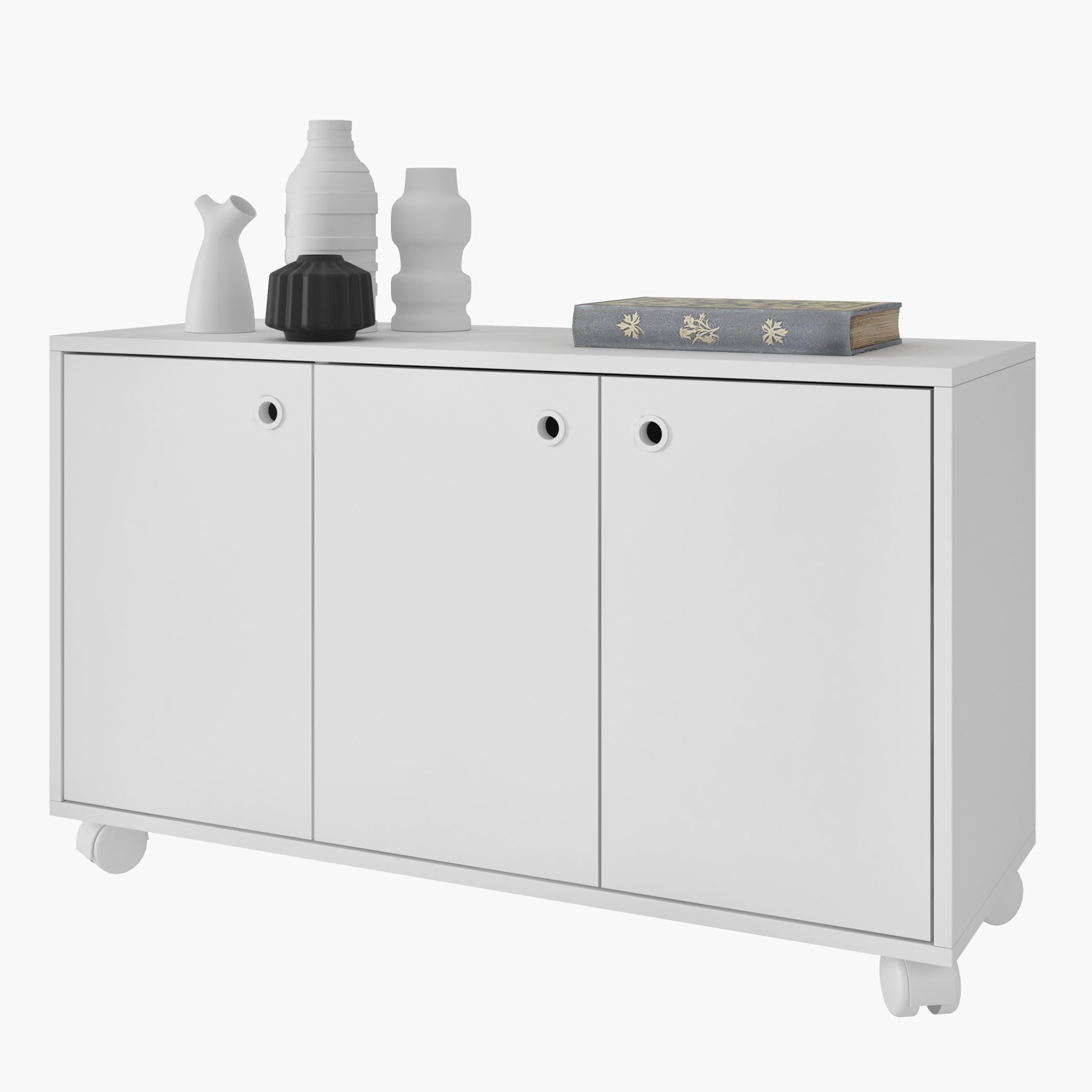 خزانة جانبية بـ3 أبواب وعجلات من بيانكا لوندرينا-hbxfurniture-diningroom-buffetsandsideboards-image-2
