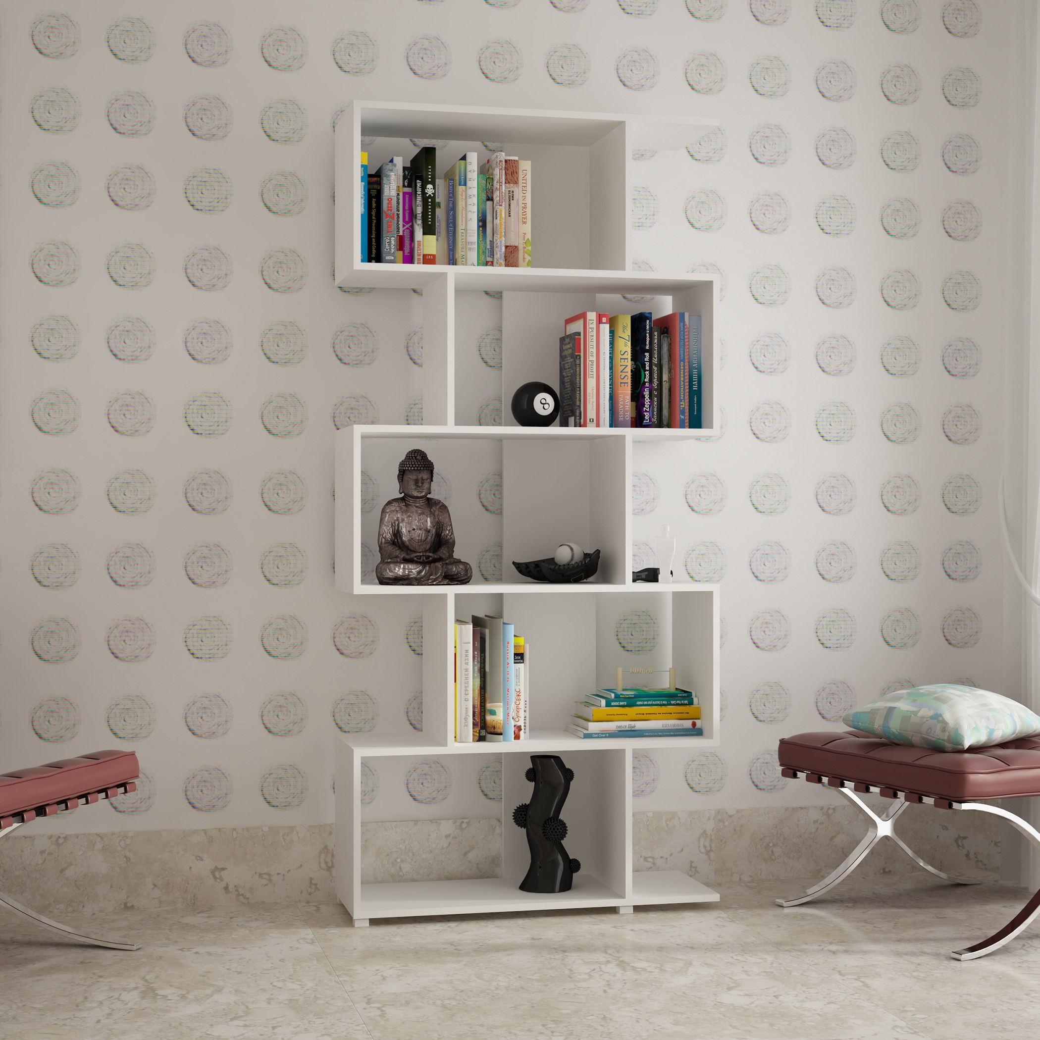 خزانة كتب مزينة 5 طبقات من بيانكا لوندرينا-hbxfurniture-office-bookcases-image-1