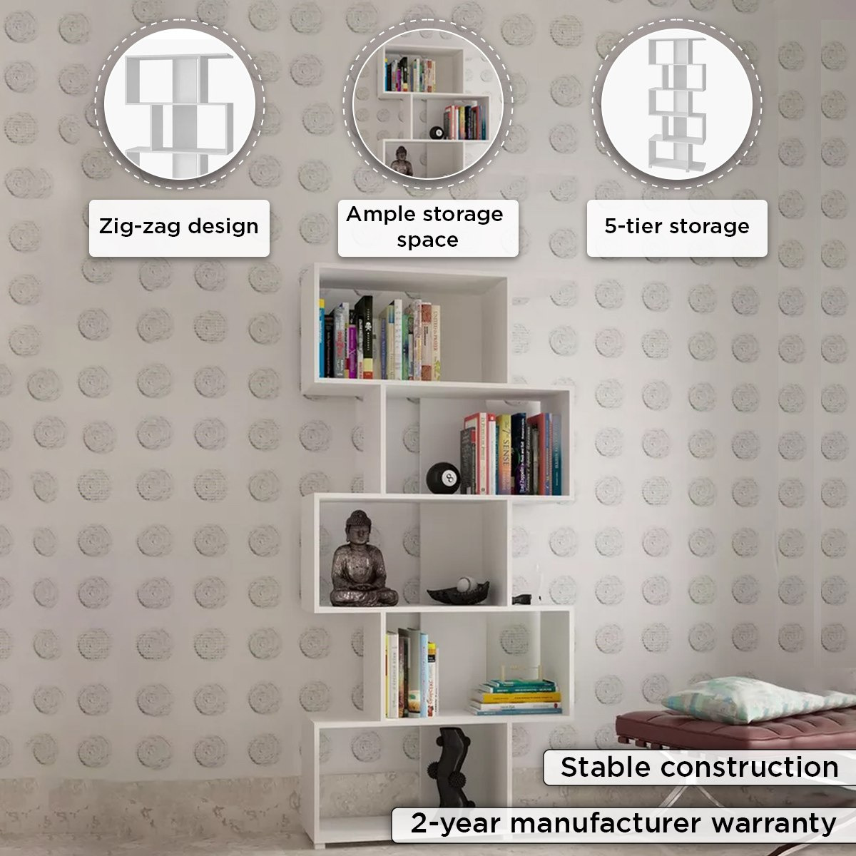 خزانة كتب مزينة 5 طبقات من بيانكا لوندرينا-hbxfurniture-office-bookcases-image-4