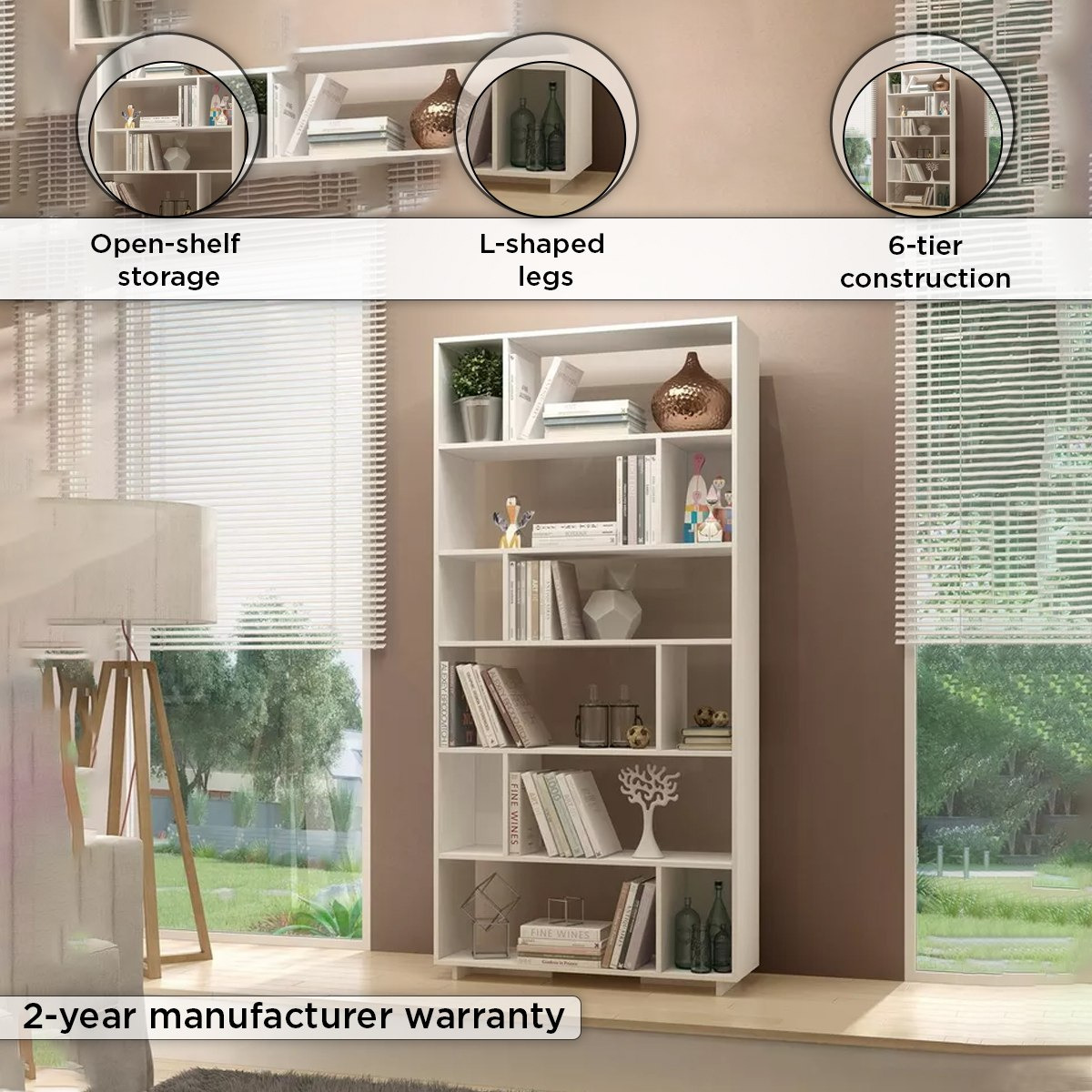 خزانة كتب 6 طبقات من بيانكا لوندرينا-hbxfurniture-office-bookcases-image-4