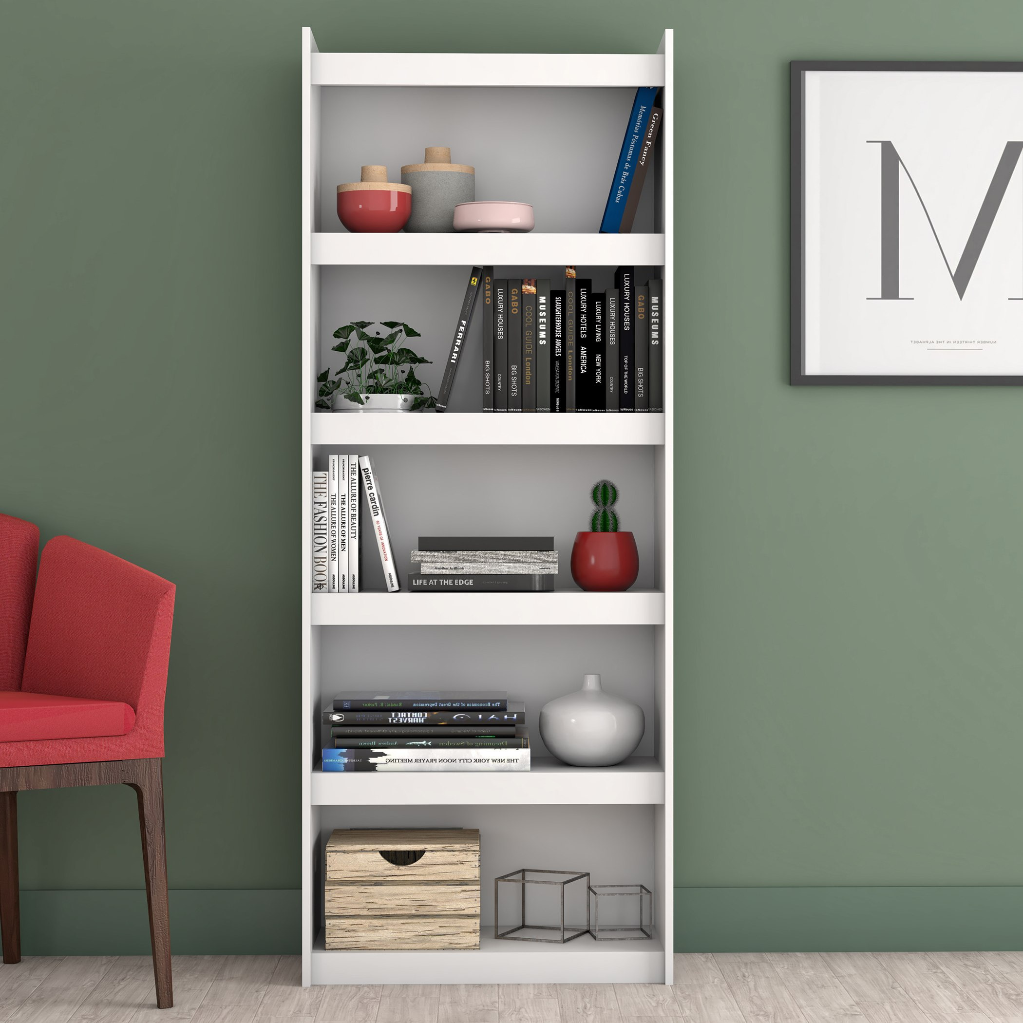 خزانة كتب رفيعة بخمسة طبقات من بيانكا لوندرينا-hbxfurniture-office-bookcases-image-1