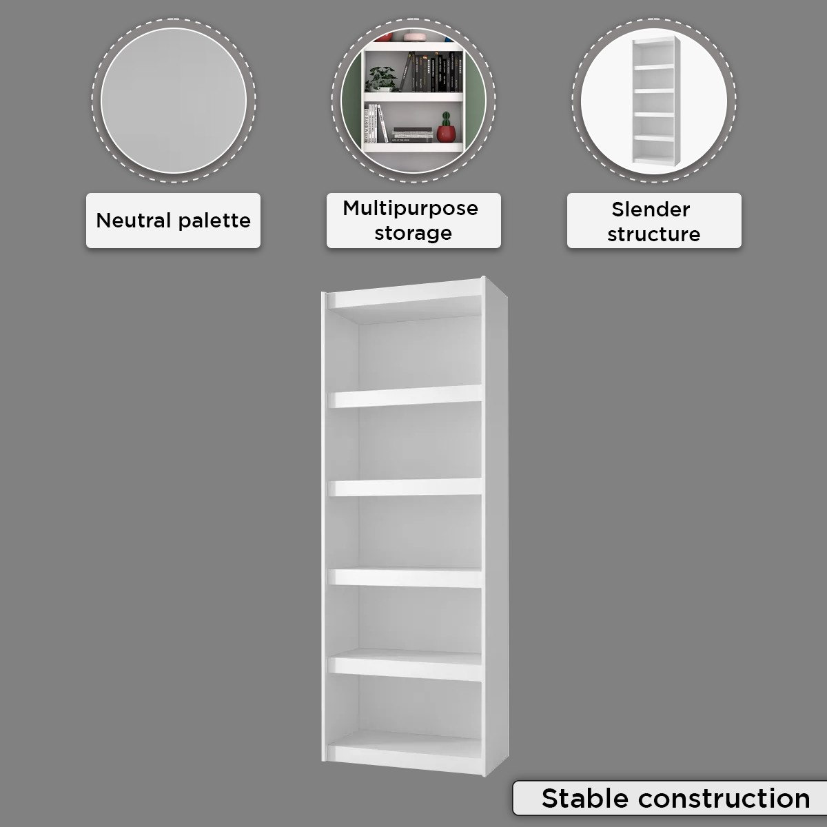 خزانة كتب رفيعة بخمسة طبقات من بيانكا لوندرينا-hbxfurniture-office-bookcases-image-5