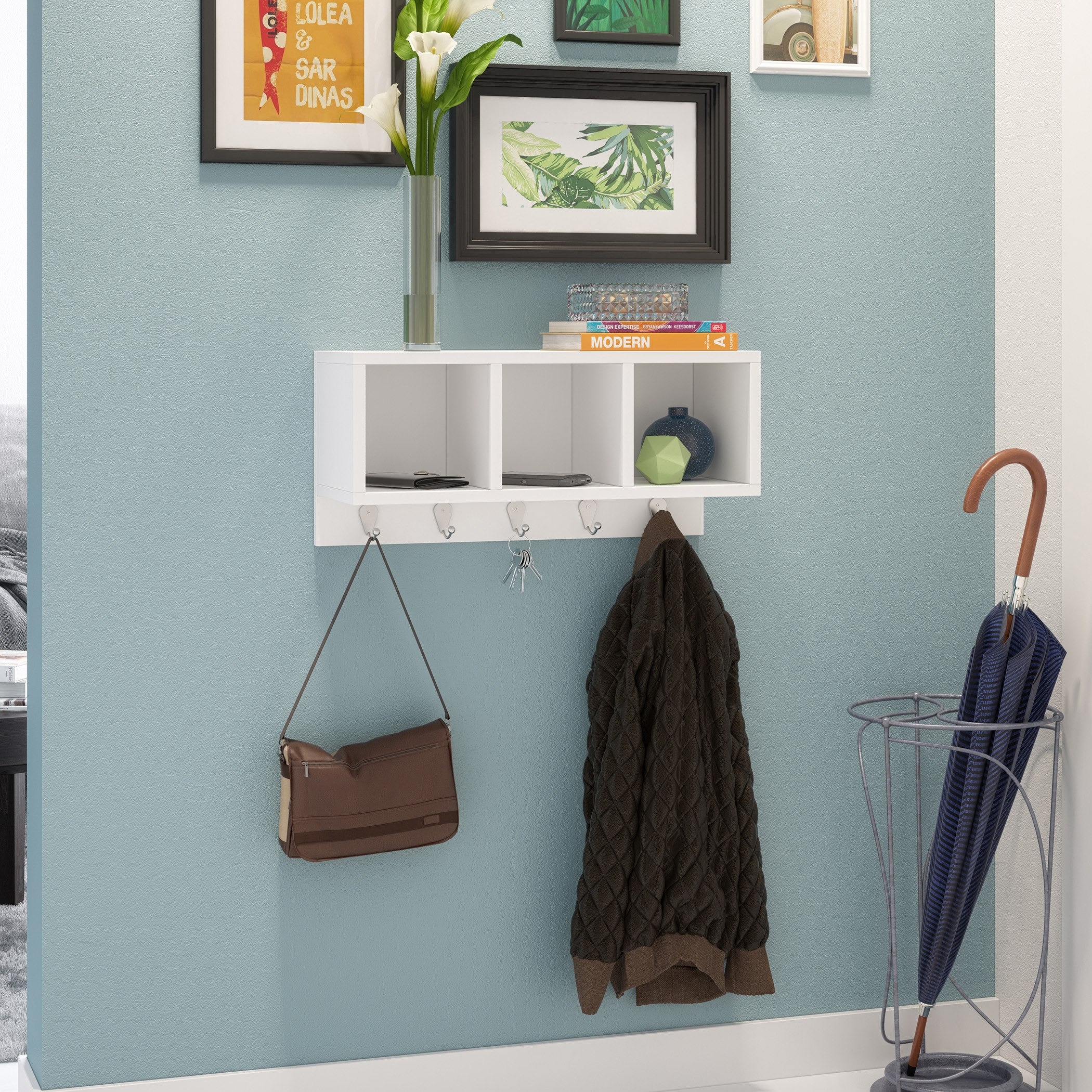 رف حائط 3 مكعبات مع 5 خطافات من بيانكا لوندرينا-hbxfurniture-mediaunitsandstorage-wallshelves-image-1