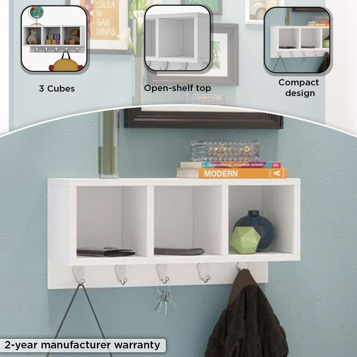 رف حائط 3 مكعبات مع 5 خطافات من بيانكا لوندرينا-hbxfurniture-mediaunitsandstorage-wallshelves-image-4
