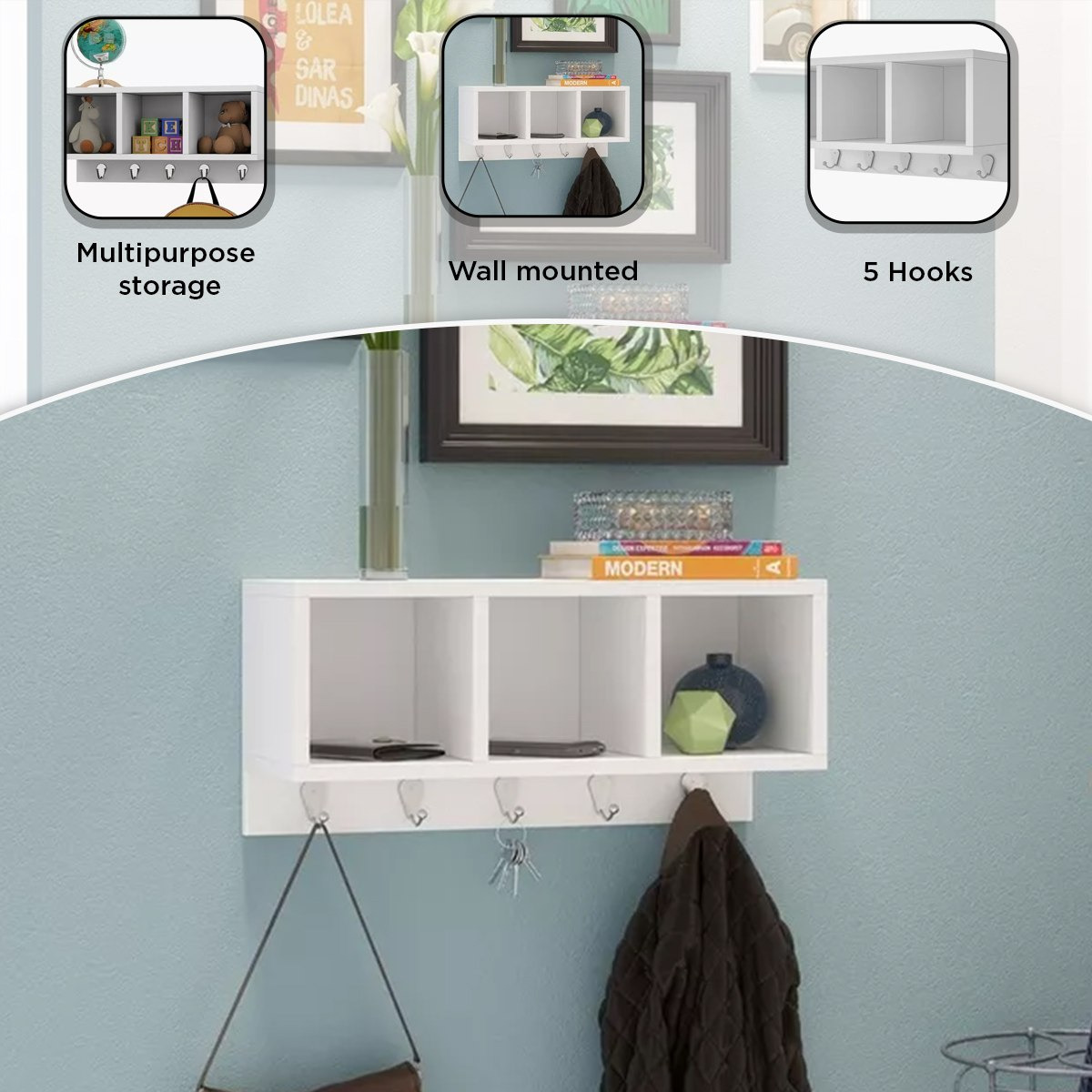 رف حائط 3 مكعبات مع 5 خطافات من بيانكا لوندرينا-hbxfurniture-mediaunitsandstorage-wallshelves-image-5