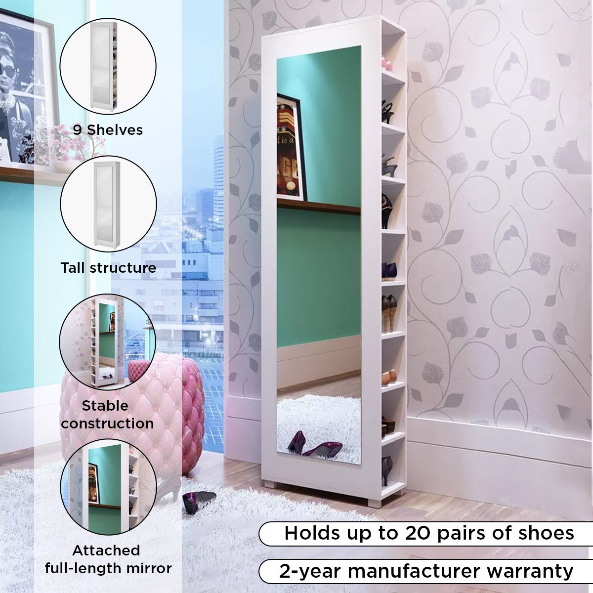 وحدة أحذية تتسع لـ20 زوجًا من بيانكا لوندرينا-hbxbedroom-shoecabinetsandracks-image-4