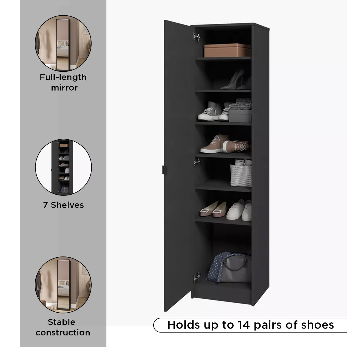 وحدة أحذية تتسع لـ14 زوجًا مع مرآة وباب من بيانكا لوندرينا-hbxbedroom-shoecabinetsandracks-image-5