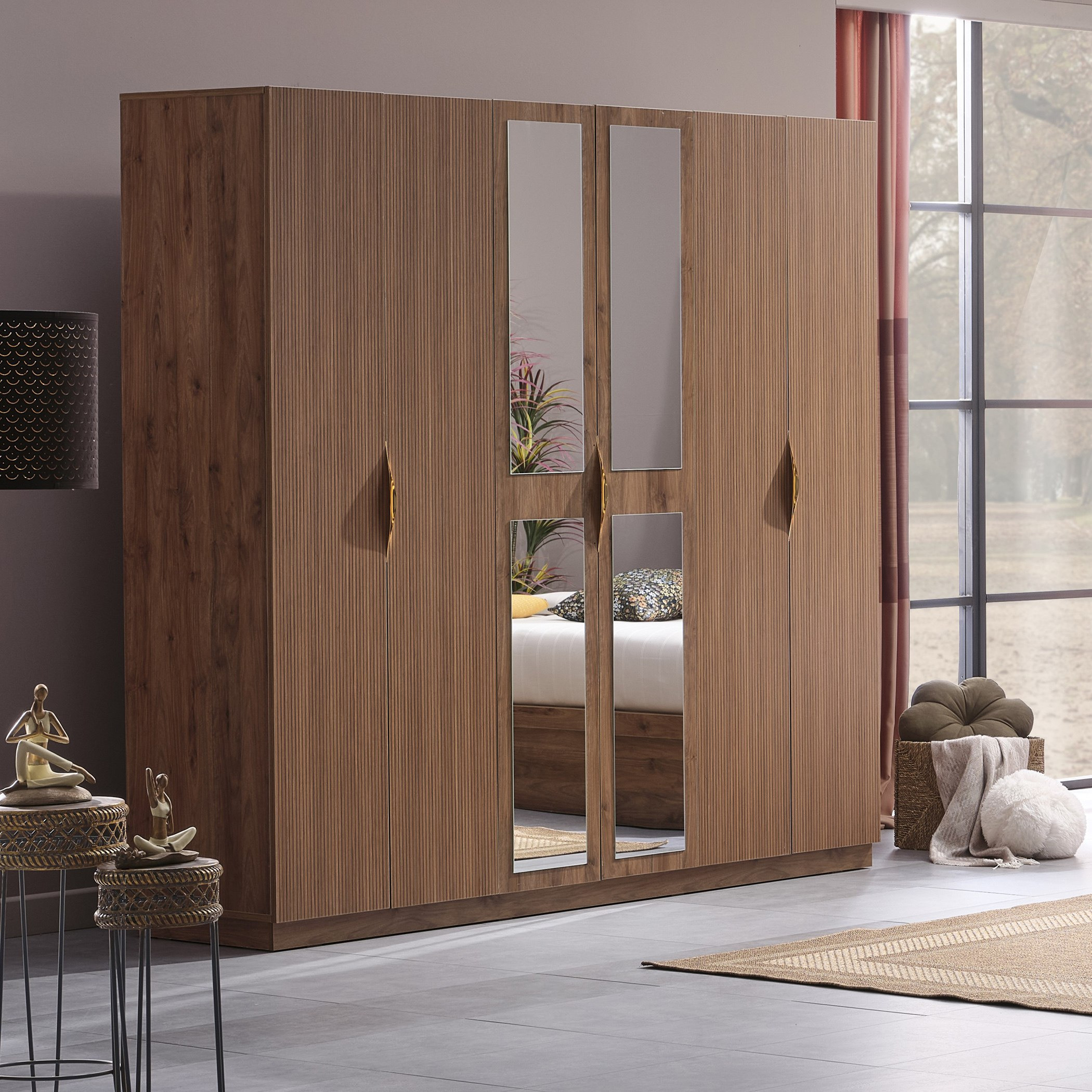 خزانة ملابس 6 أبواب مع 2 مرآة من هاربر-hbxfurniture-wardrobes-image-2